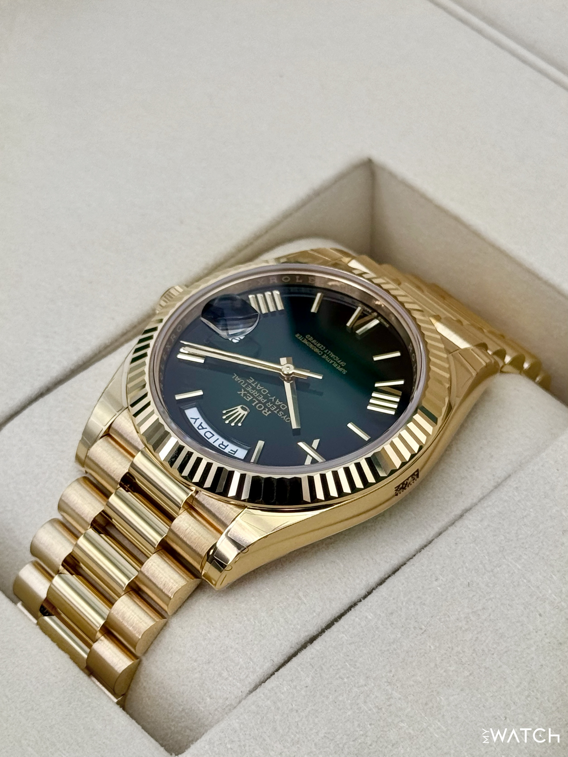 NEW 2026 Rolex Day-Date 40mm 228238 Presidential Green Ombre Dial (STICKERED) - MyWatchLLC