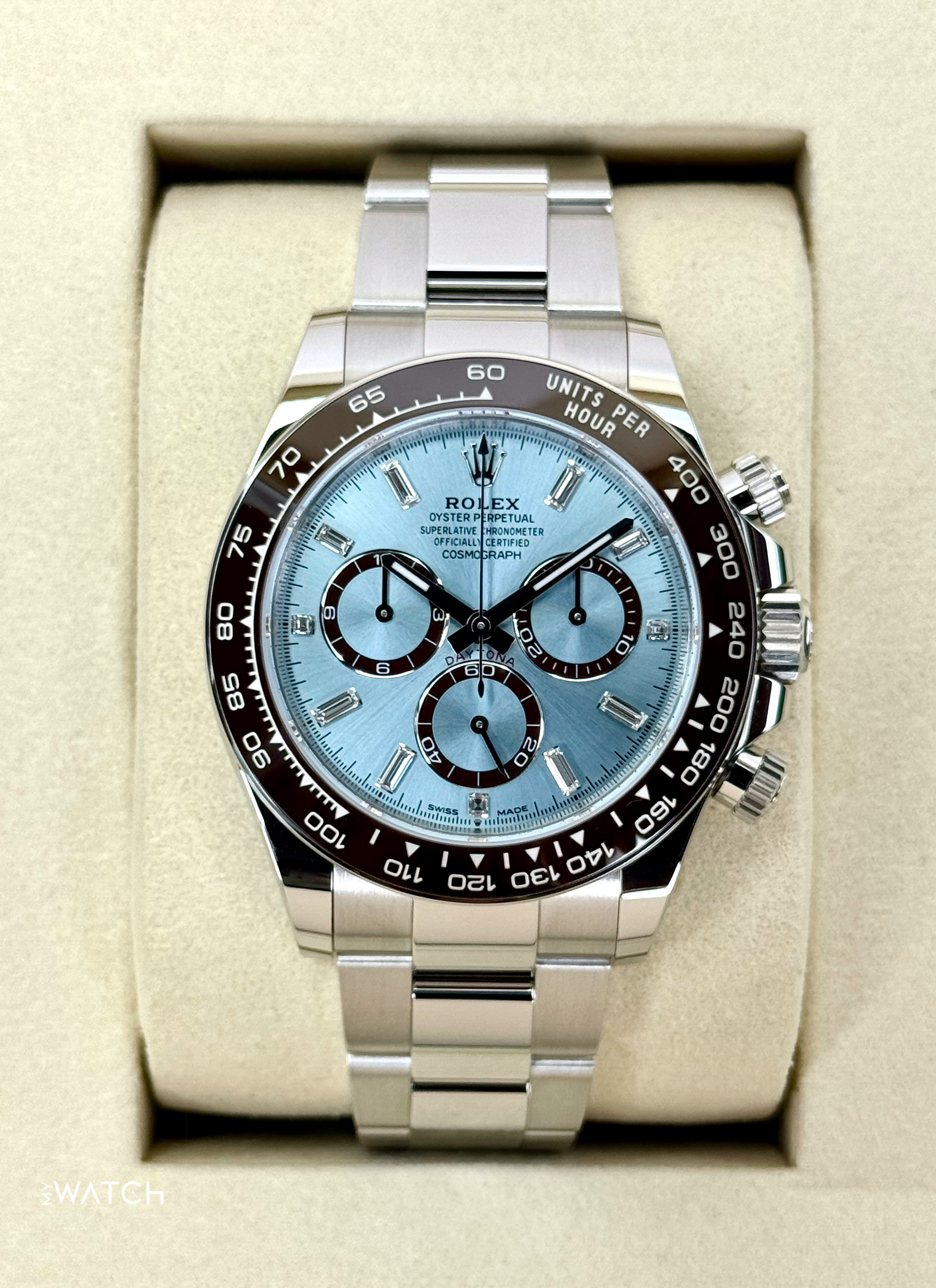 NEW 2025 Rolex Daytona 40mm 126506 Platinum Ice Blue Diamond Baguette