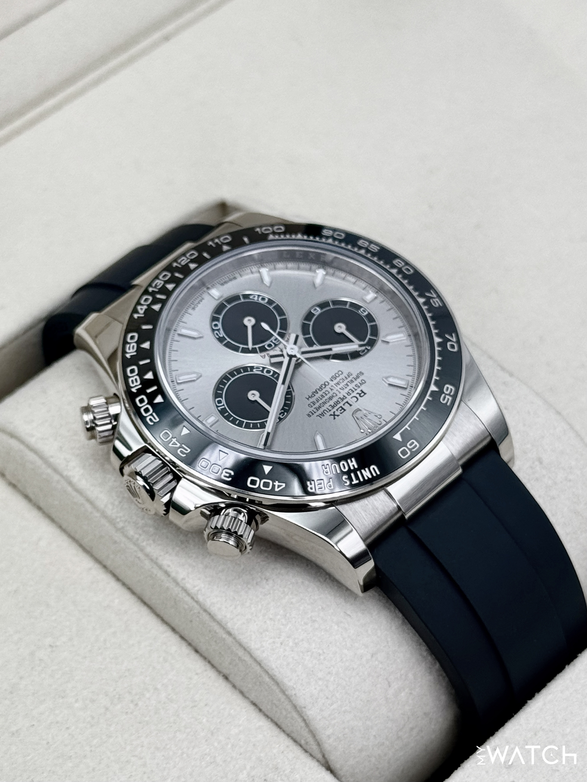 2025 Rolex Daytona 40mm 126519LN White Gold Oysterflex Silver Ghost Dial - MyWatchLLC