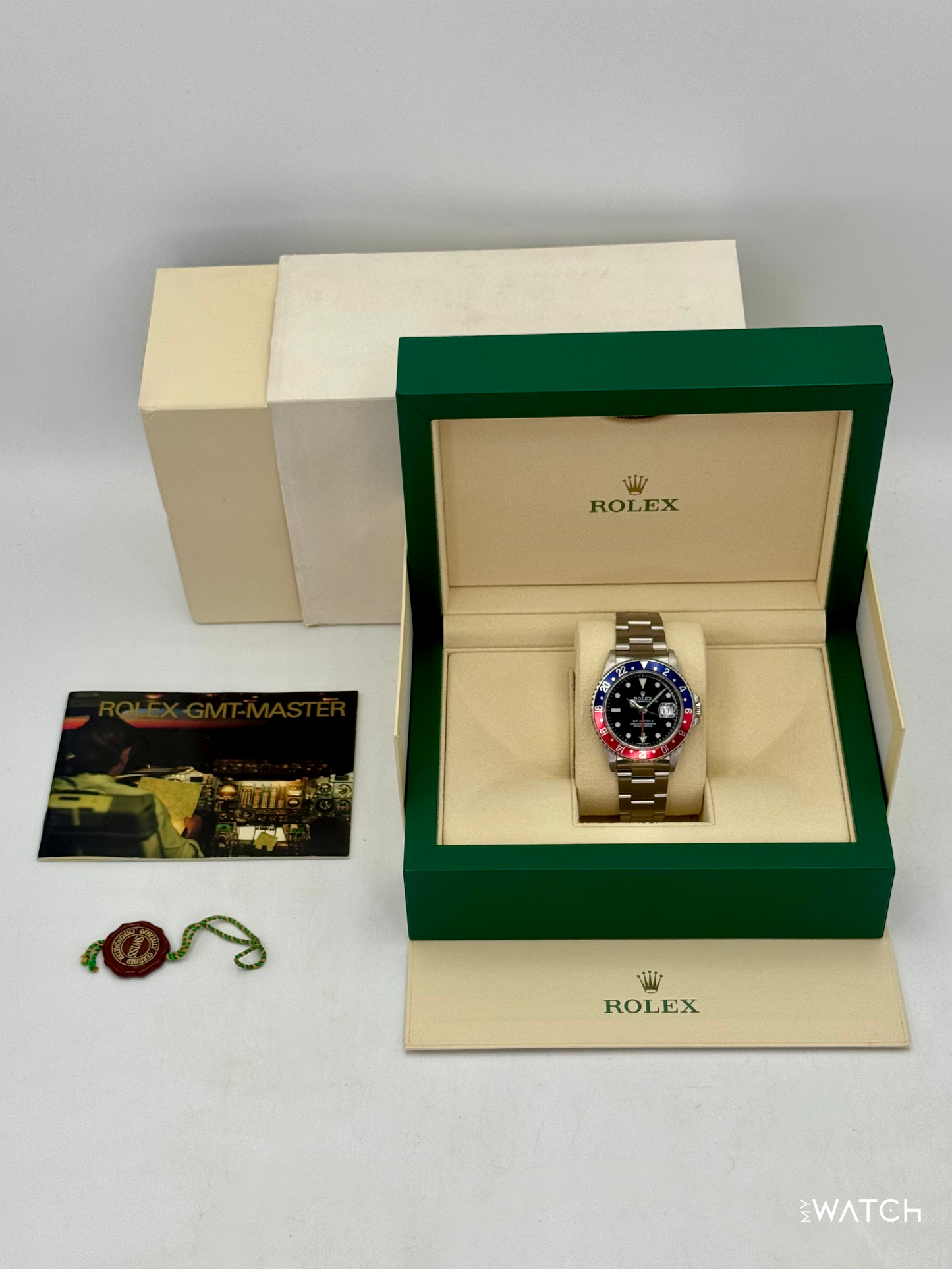 1997 Rolex GMT-Master II "Pepsi" 40mm 16710 Stainless Steel Oyster Black Dial - MyWatchLLC