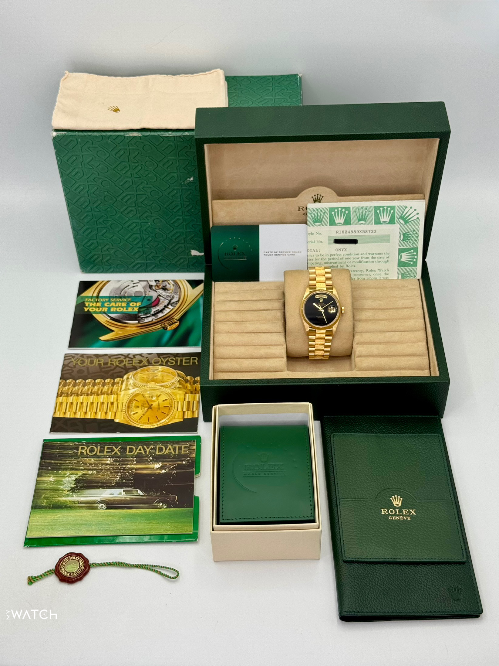 1998 Rolex Day-Date 36mm 18248 Presidential Black Onyx Dial (FRESH ROLEX SERVICE) - MyWatchLLC