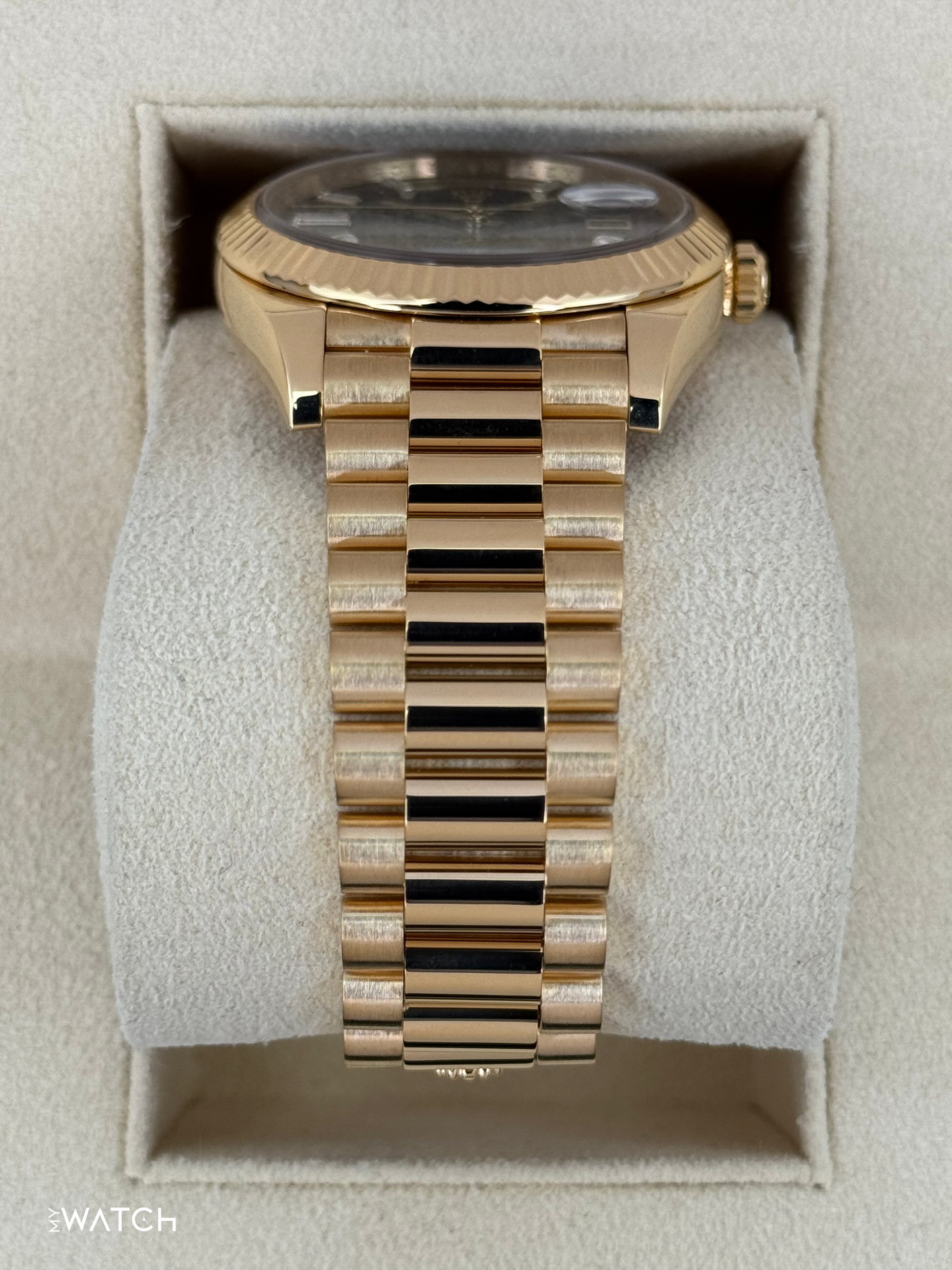 2024 Rolex Day-Date 40mm 228238 Yellow Gold Black Onyx Diamond Dial - MyWatchLLC