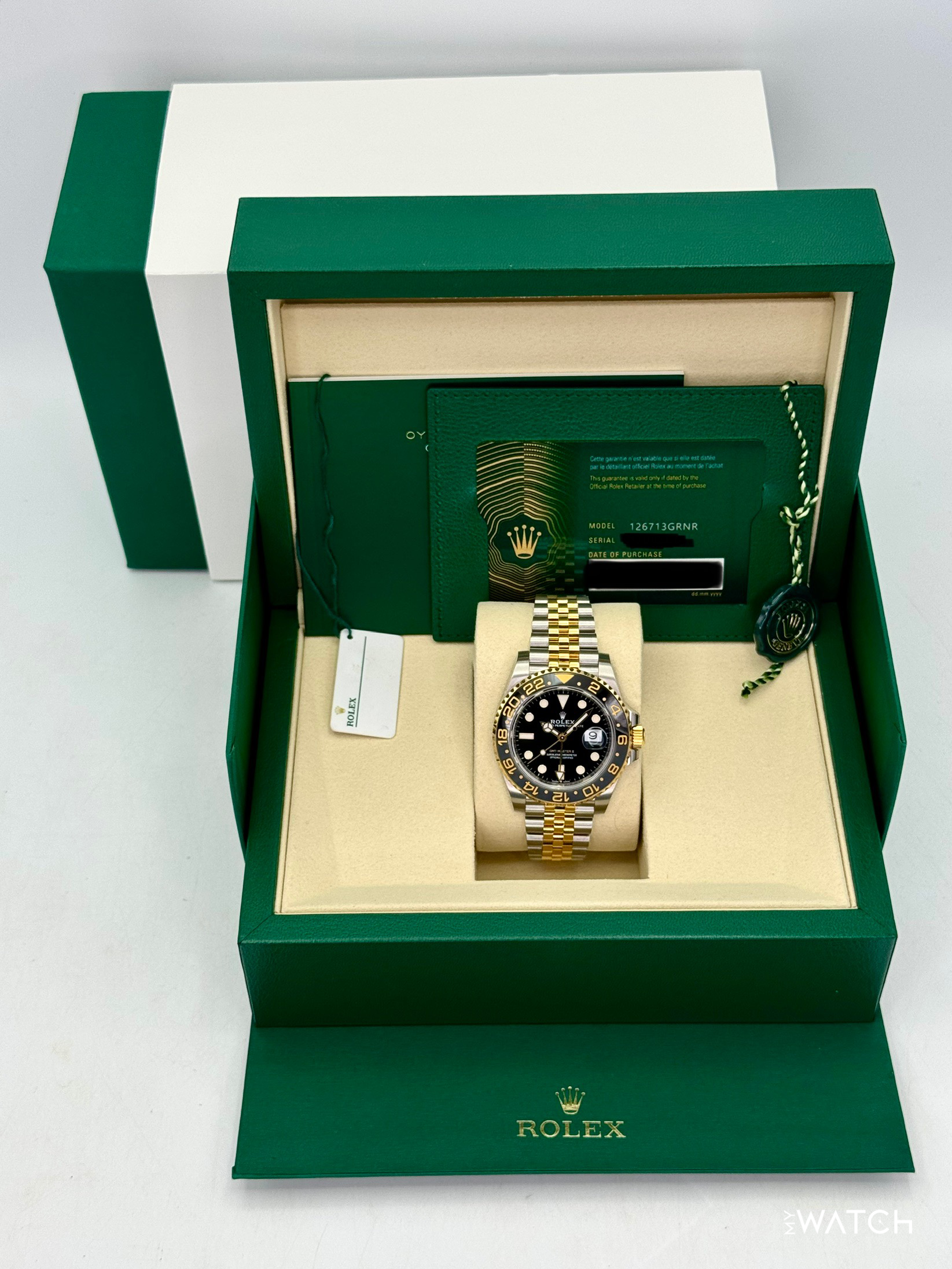 NEW 2026 Rolex GMT-Master II 40mm 126713GRNR Two-Tone Jubilee (STICKERED) - MyWatchLLC