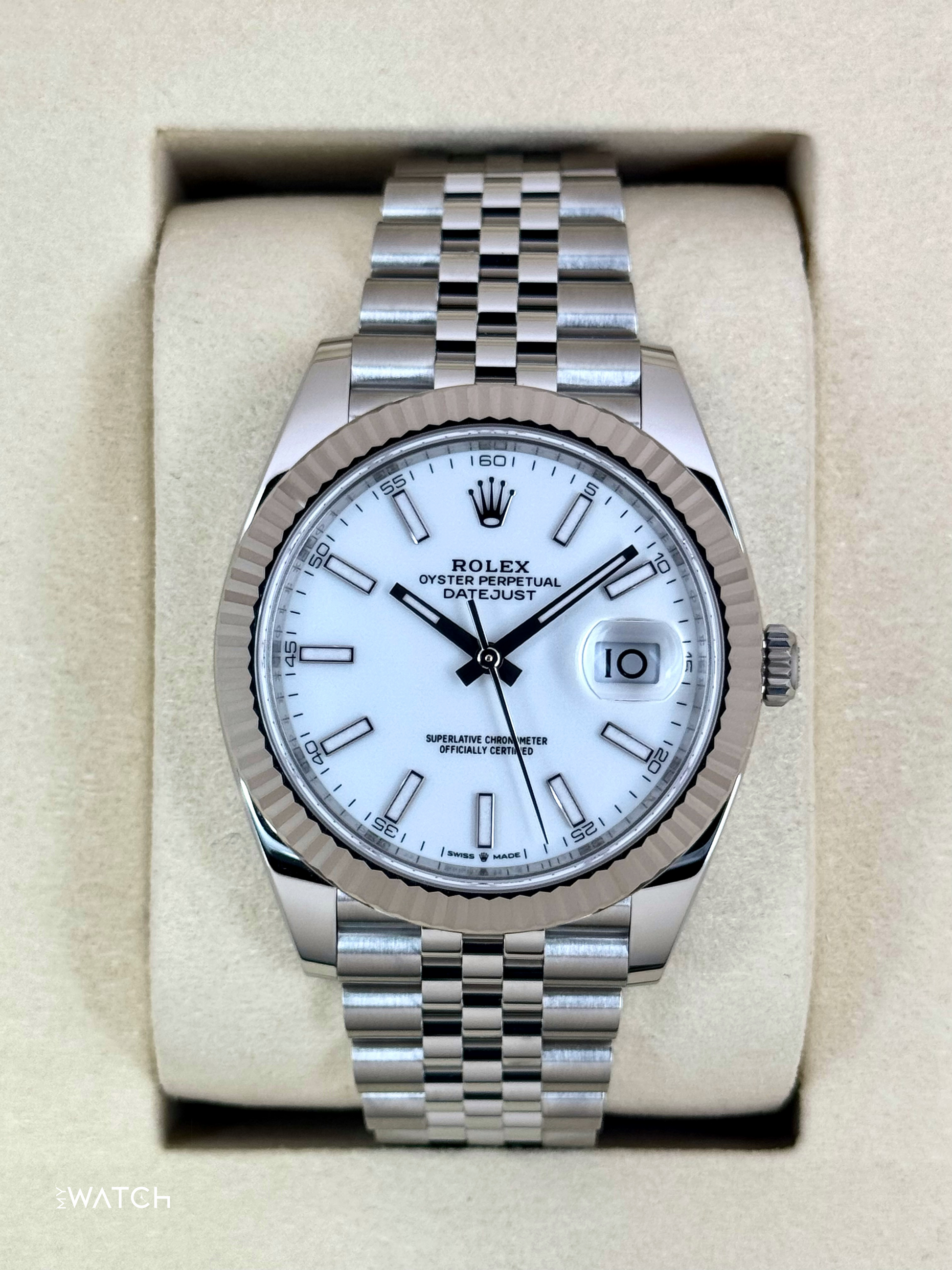 New 2025 Rolex Datejust 41mm 126334 Stainless Steel Jubilee White Dial - MyWatchLLC