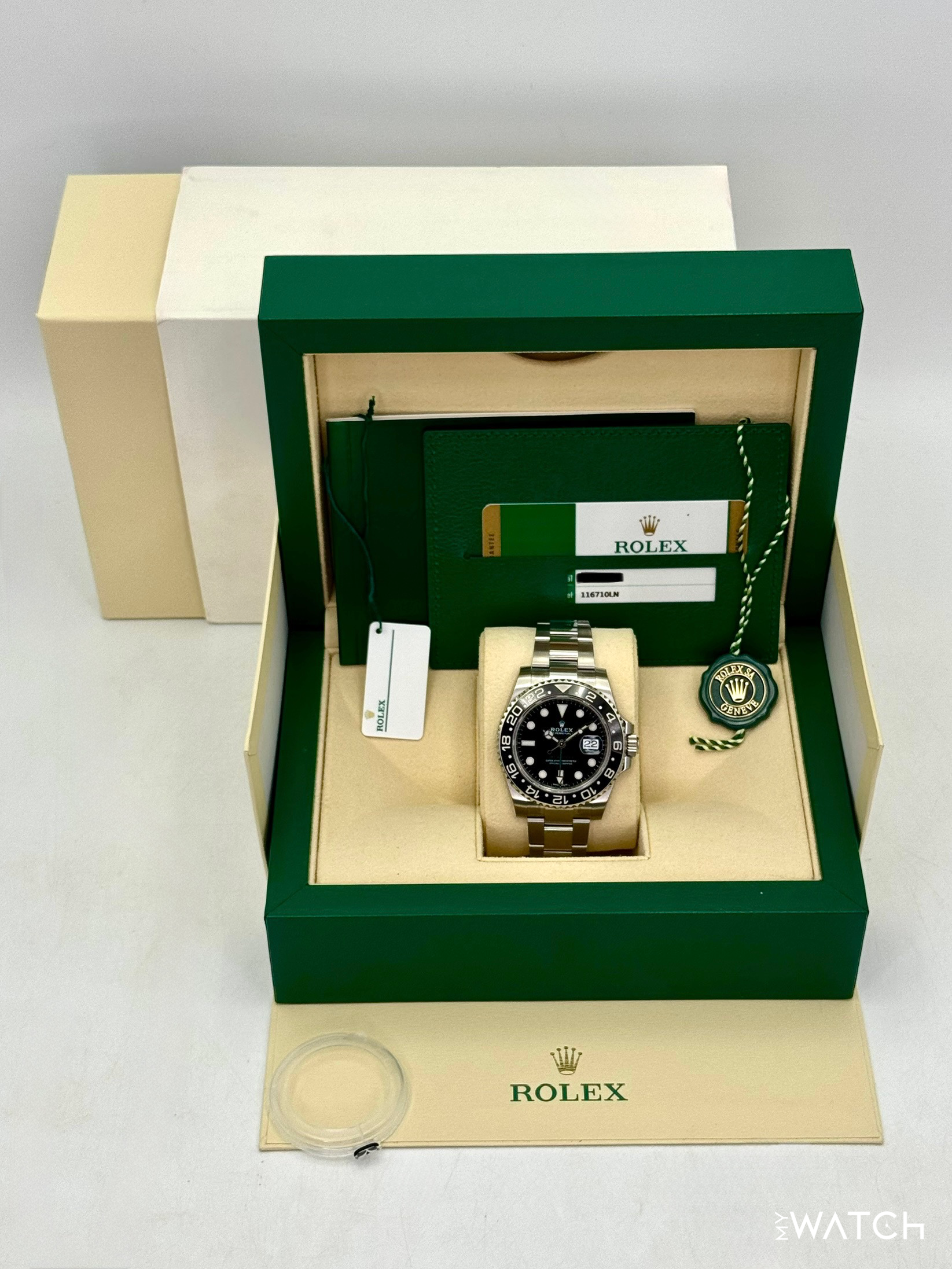 NEW OLD STOCK 2019 Rolex GMT-Master II 40mm 116710LN Stainless Steel Black Dial (STICKERED) - MyWatchLLC