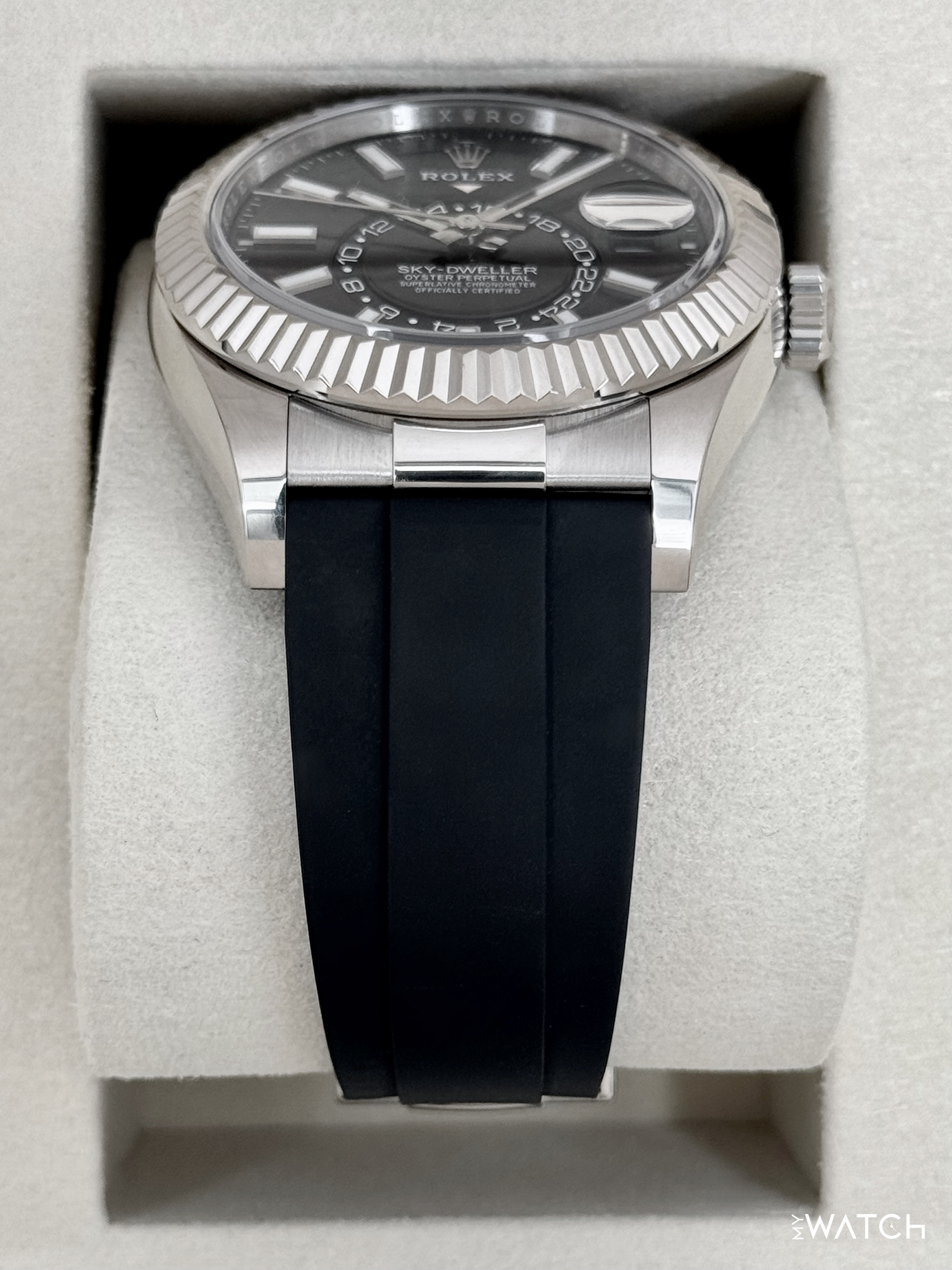 2025 Rolex Sky-Dweller 42mm 336239 White Gold Oysterflex Black Dial - MyWatchLLC