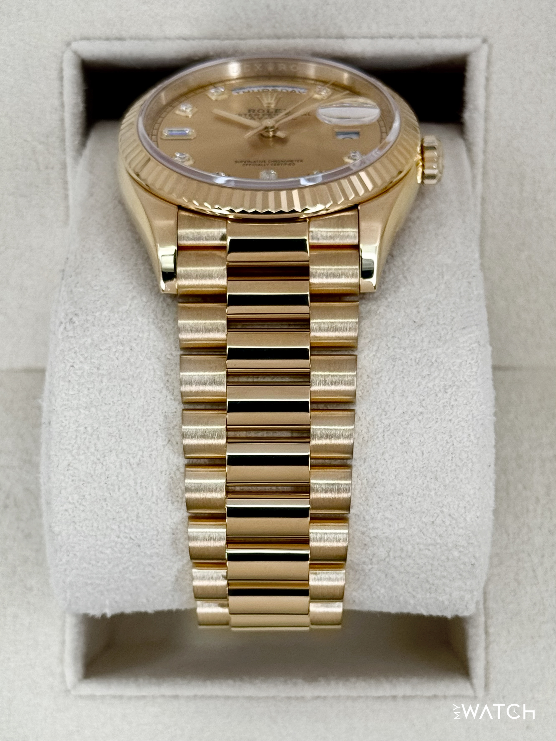 2024 Rolex Day-Date 36mm 128238 Presidential Champagne Diamond Dial - MyWatchLLC