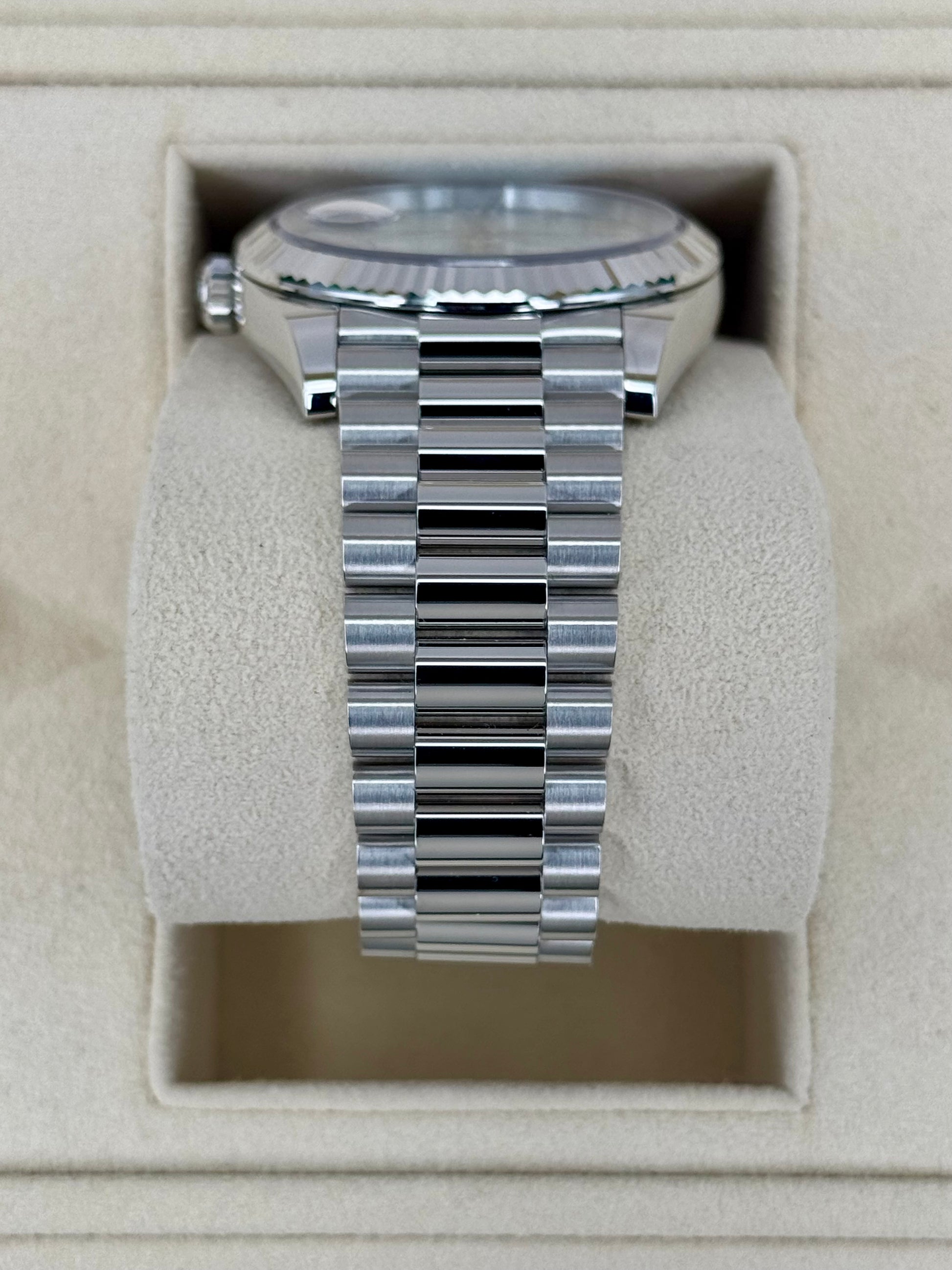 NEW 2024 Rolex Day-Date Platinum 40mm 228236 Ice-Blue Roman Dial - MyWatchLLC