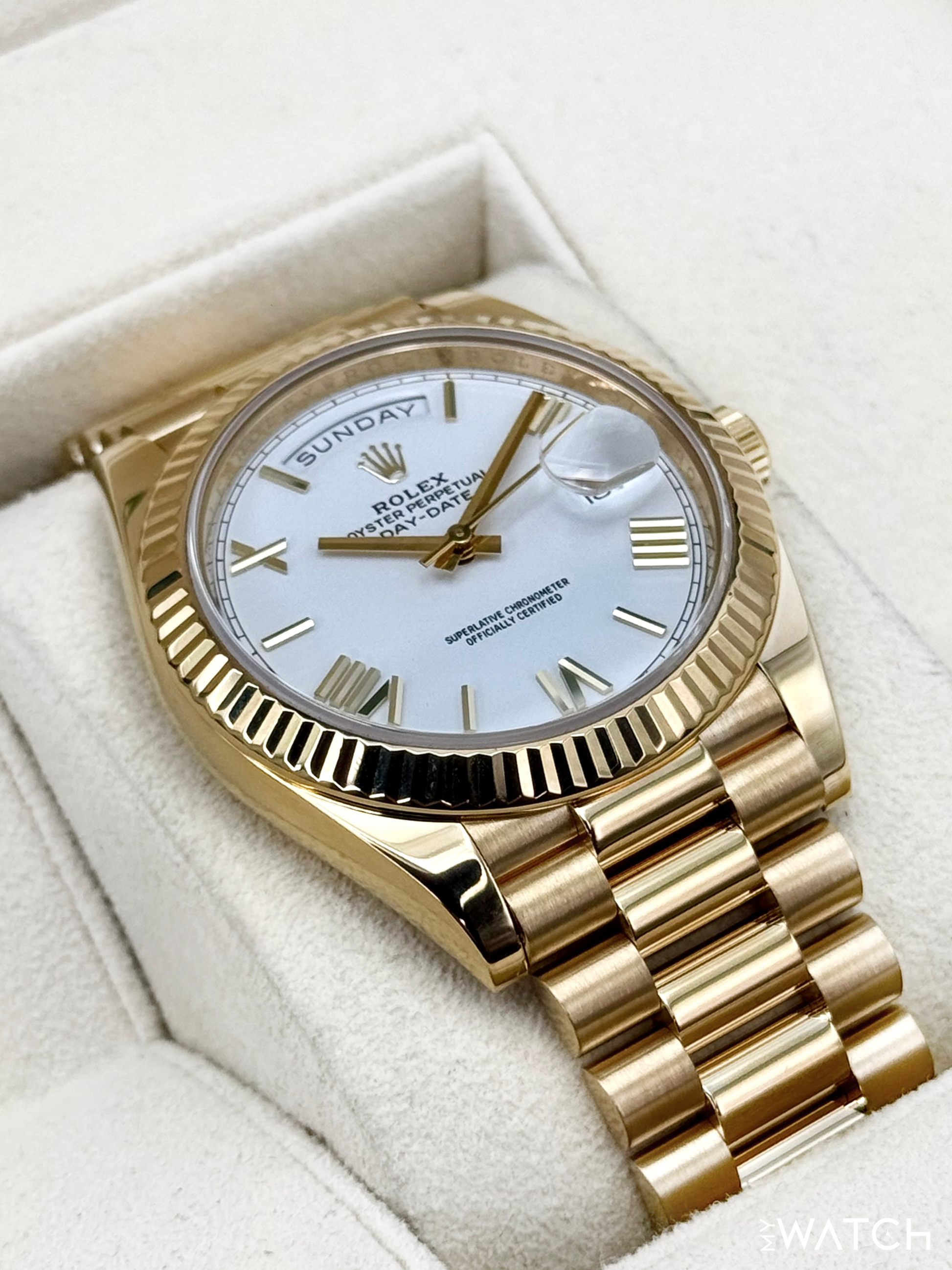 2021 Rolex Day-Date 40mm 228238 Presidential White Dial - MyWatchLLC