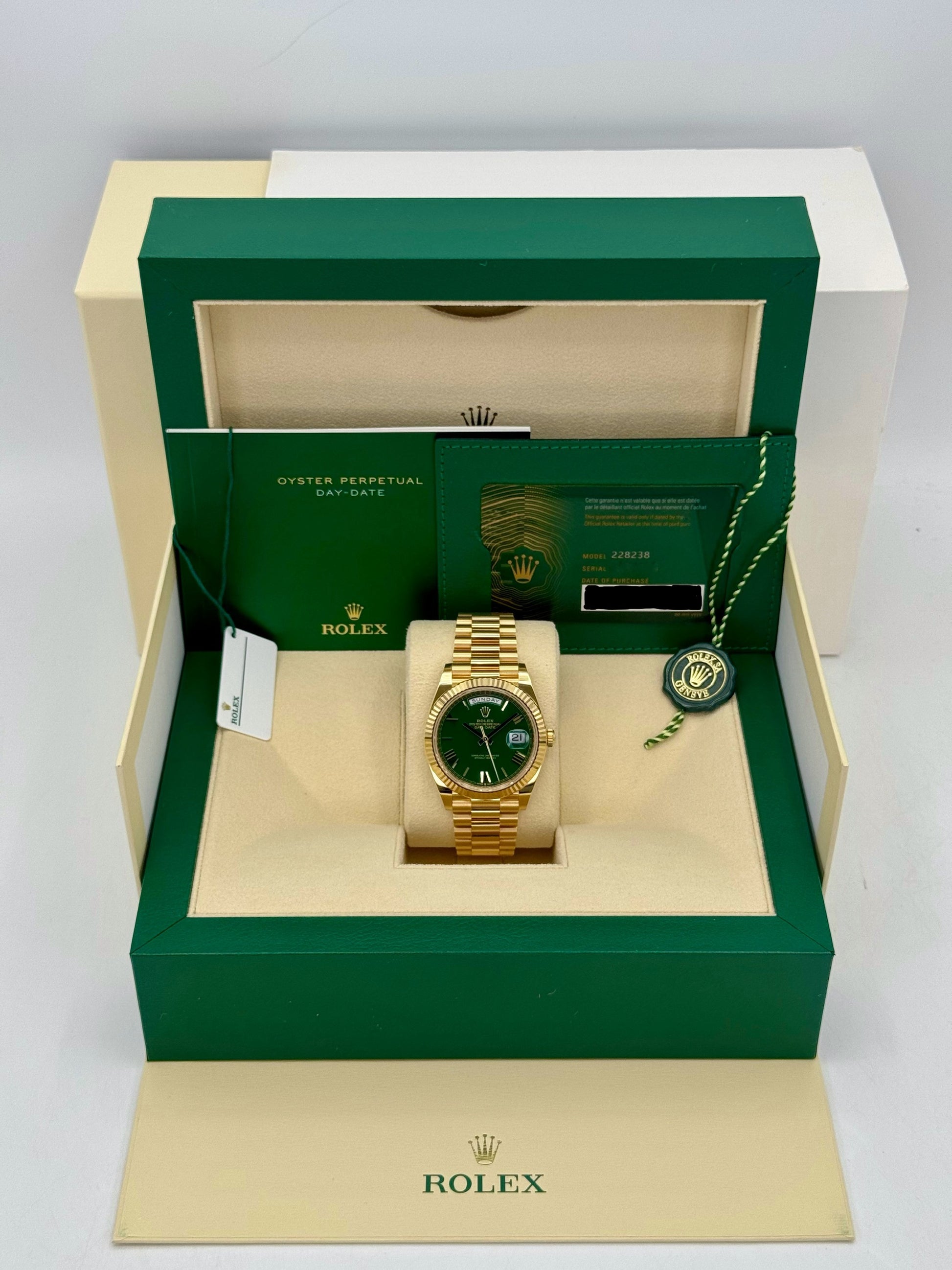2023 Rolex Day-Date 40mm 228238 Presidential Green Dial - MyWatchLLC