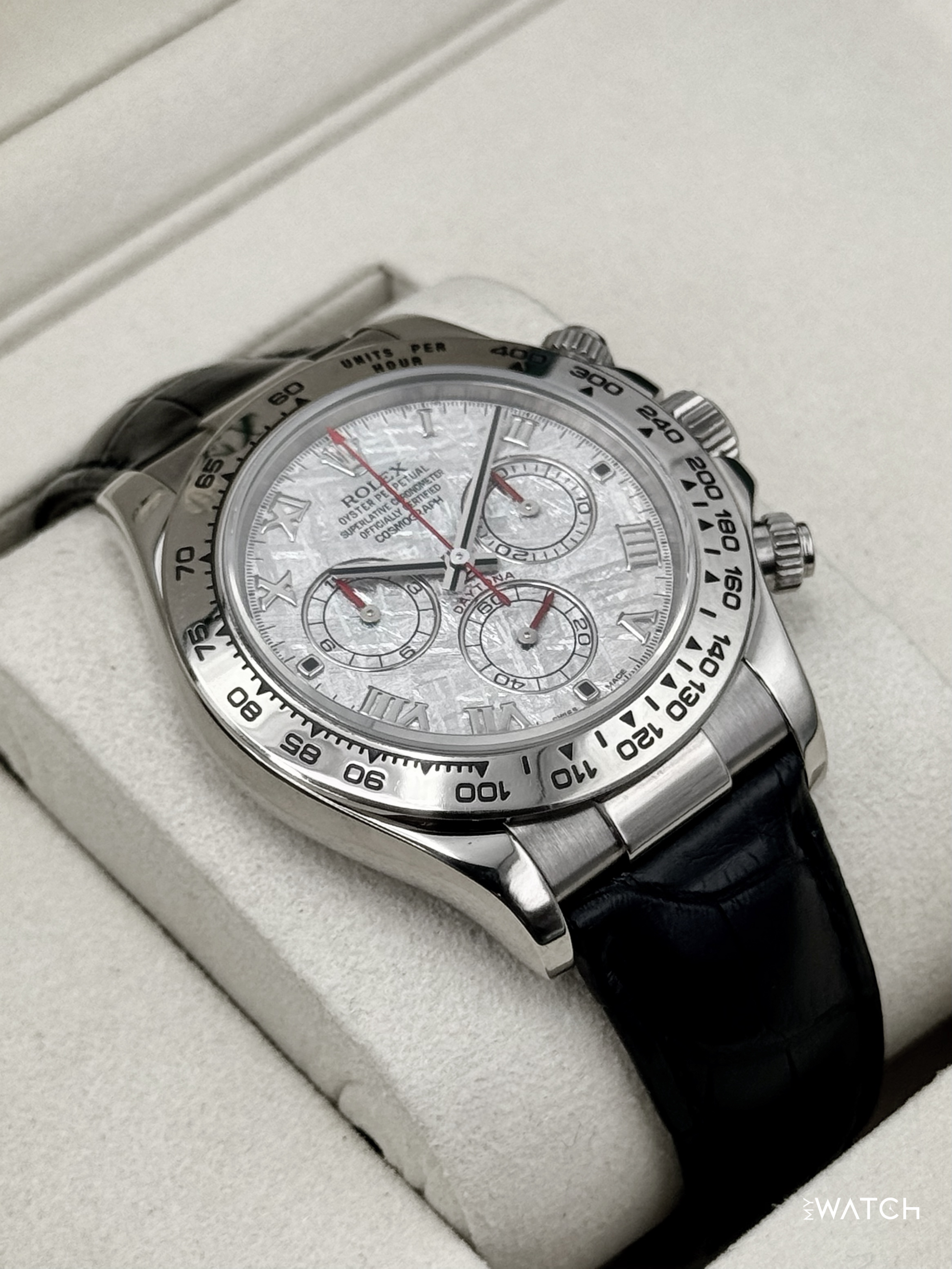 2002 Rolex Daytona 40mm 116519 White Gold Meteorite Dial - MyWatchLLC