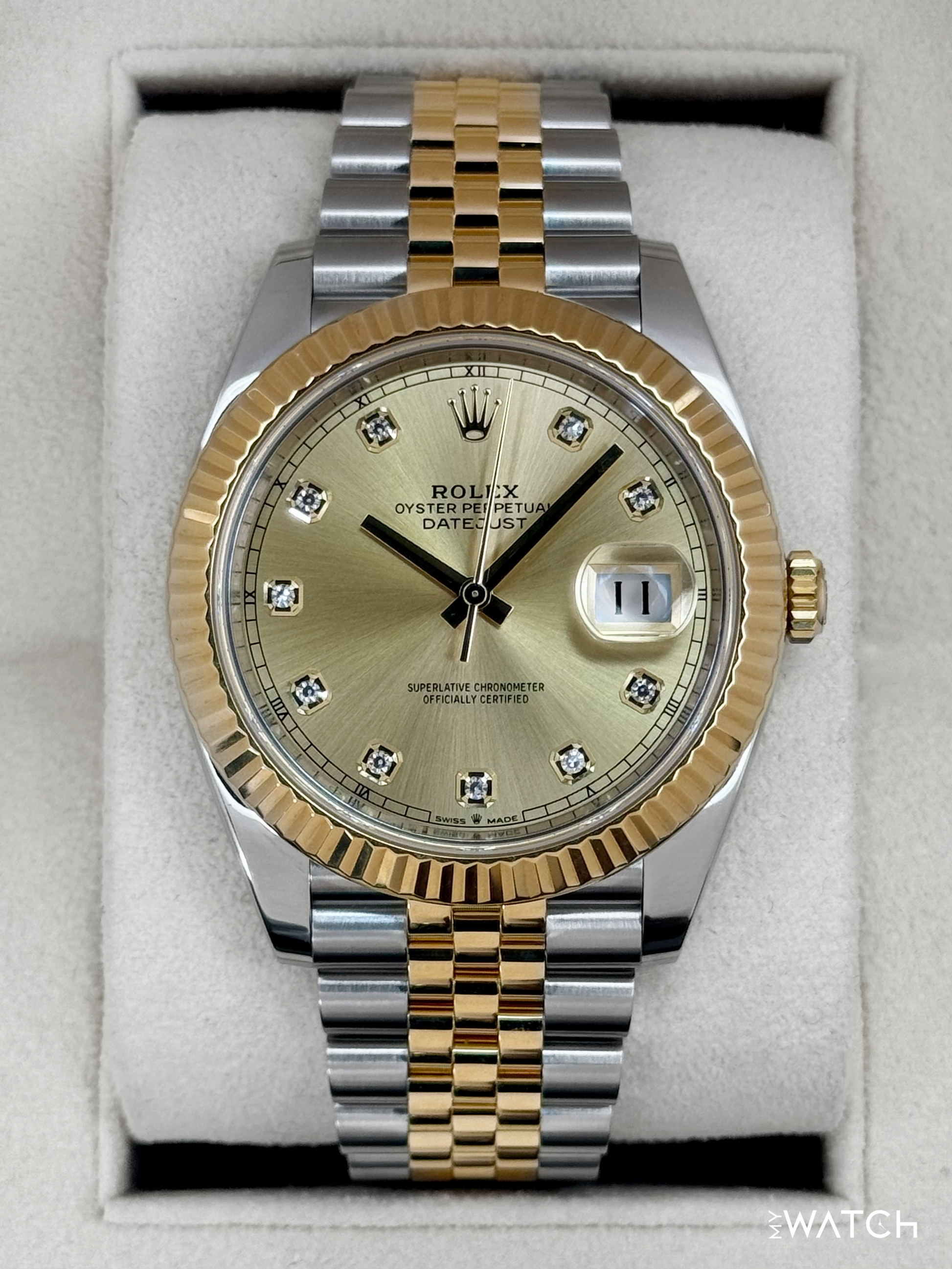 2023 Rolex Datejust 41mm 126333 Two-Tone Jubilee Champagne Diamond Dial - MyWatchLLC