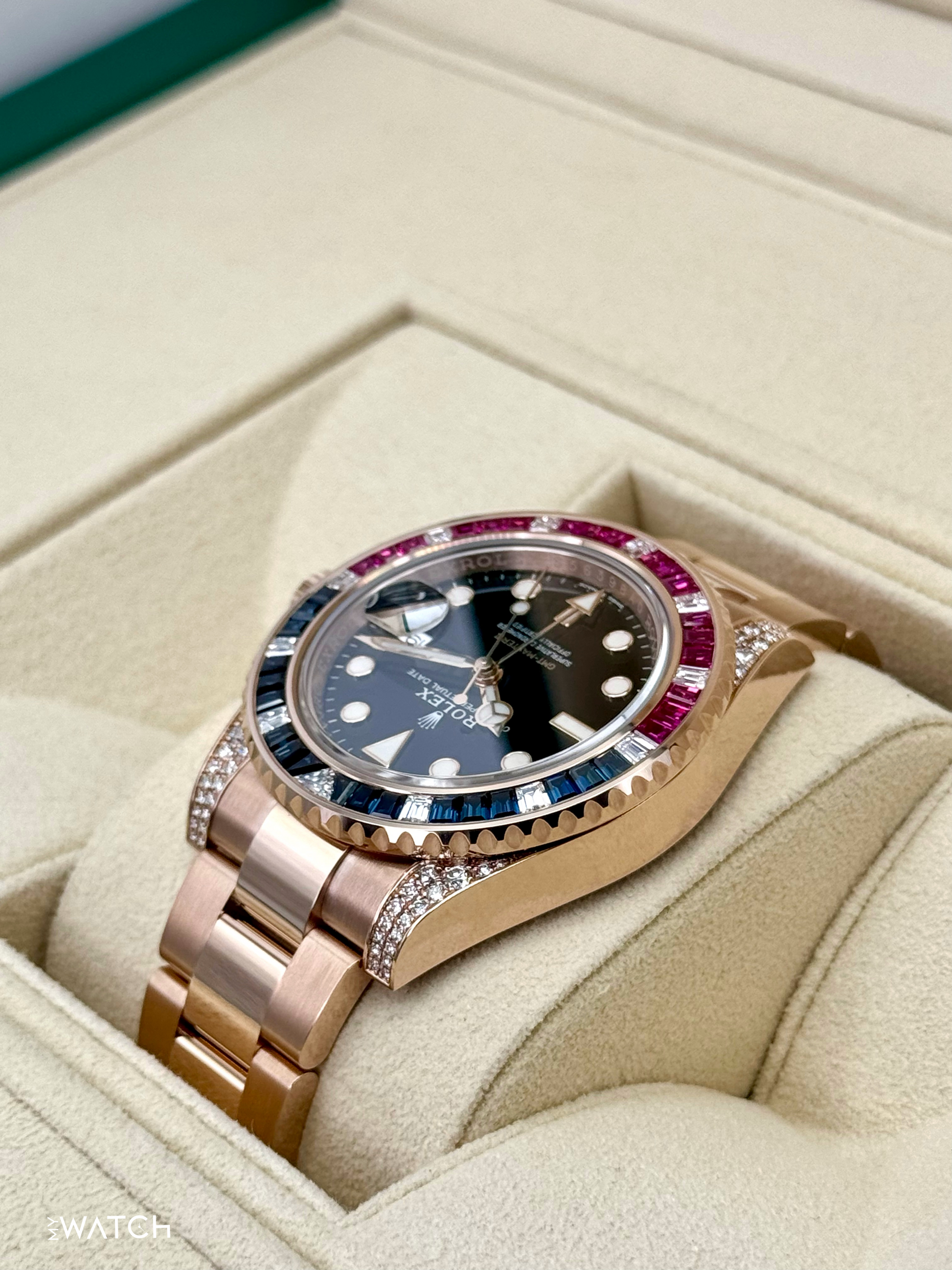 NOS 2021 Rolex GMT-Master II 40mm 126755SARU Pepsi Rose Gold Sapphire Ruby - MyWatchLLC