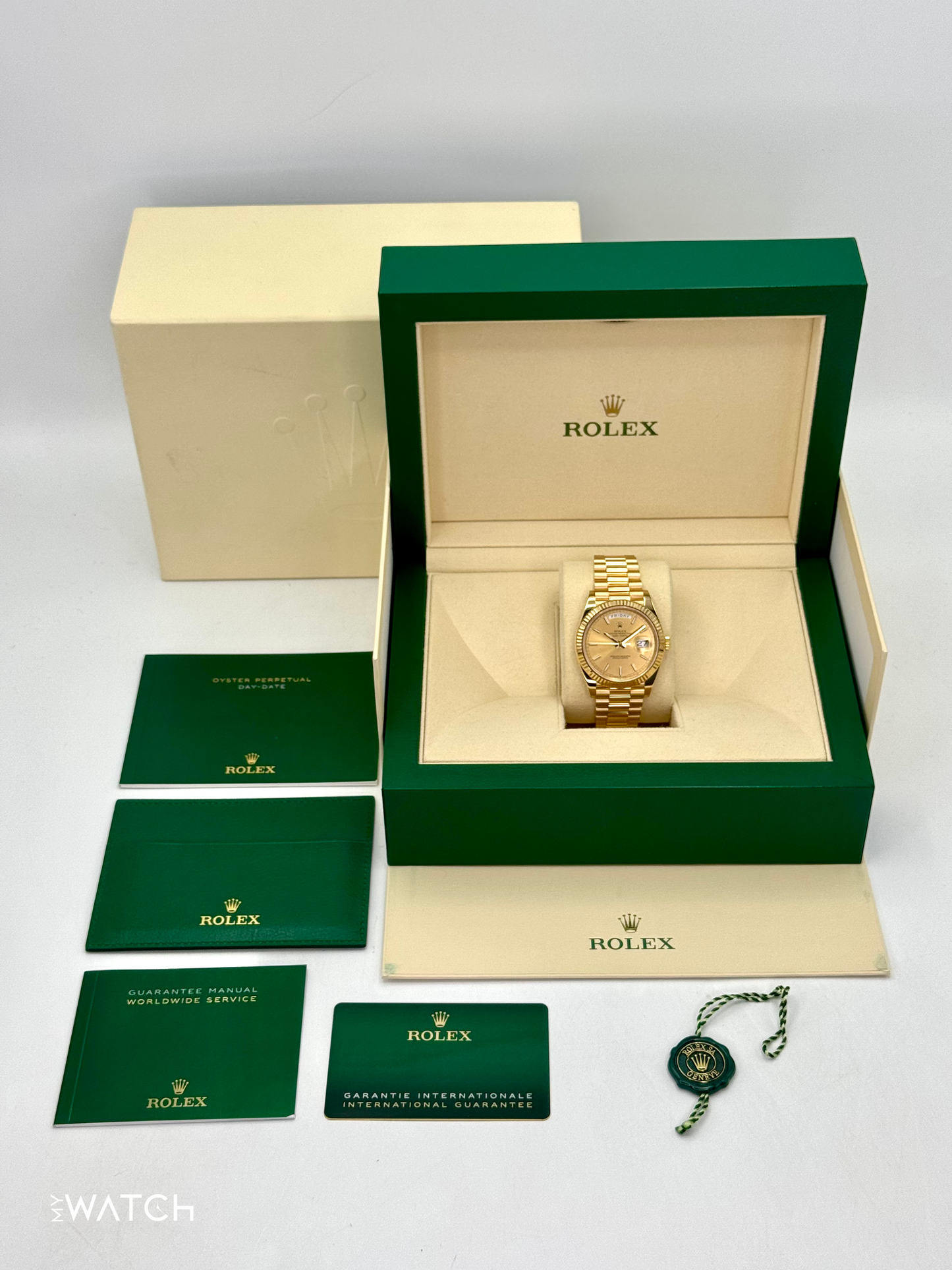 2022 Rolex Day-Date 40mm 228238 18kt Yellow Gold Champagne Dial