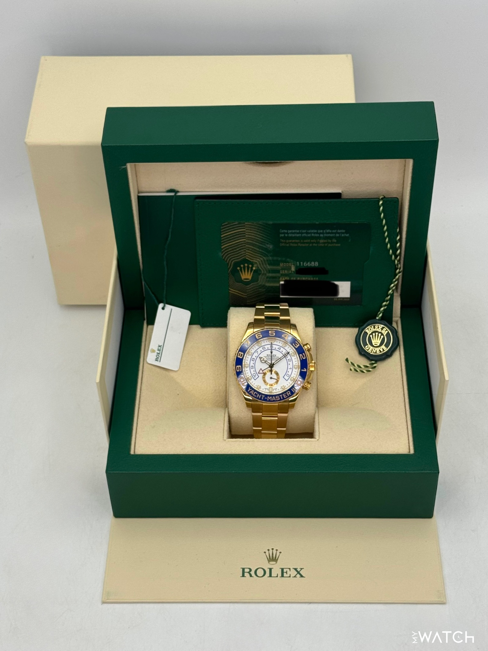 2023 Rolex Yacht-Master II 44mm 116688 18K Yellow Gold White Dial - MyWatchLLC