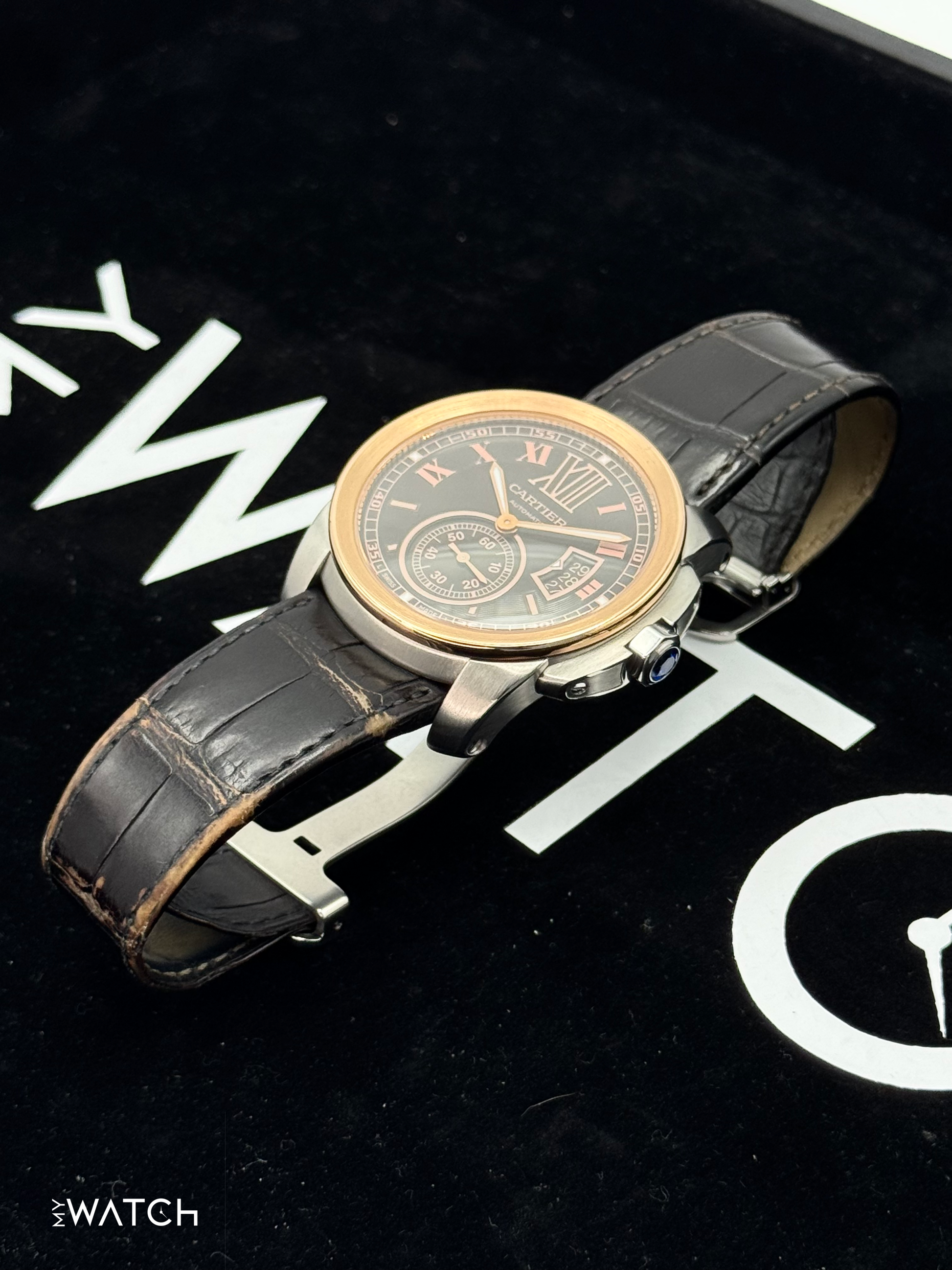 2012 Cartier Calibre De Cartier 42mm W7100051 Two-Tone Brown Dial - MyWatchLLC
