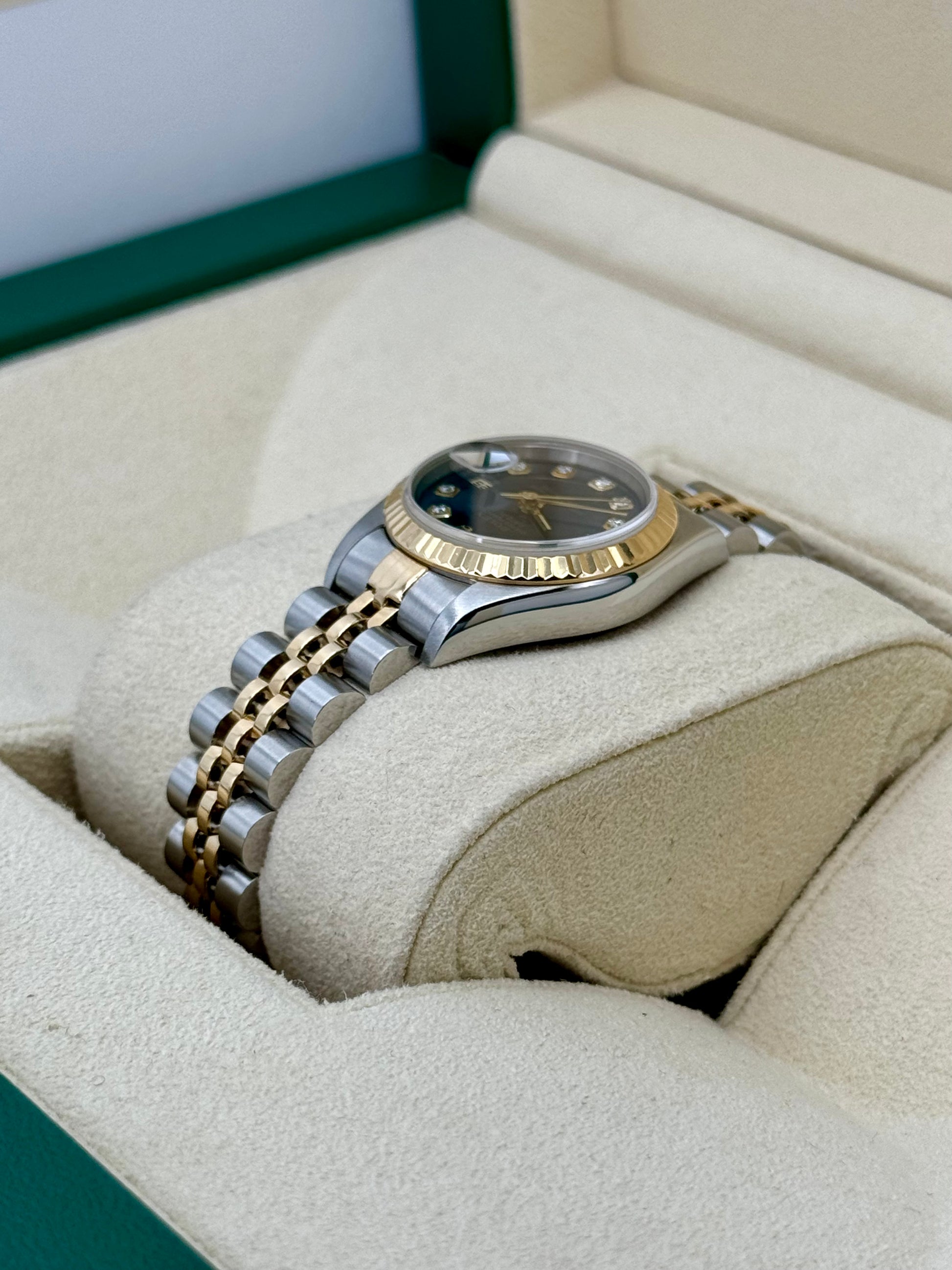 Rolex Lady-Datejust 28mm 79173 Two-Tone Blue 10 Diamond Dial - MyWatchLLC