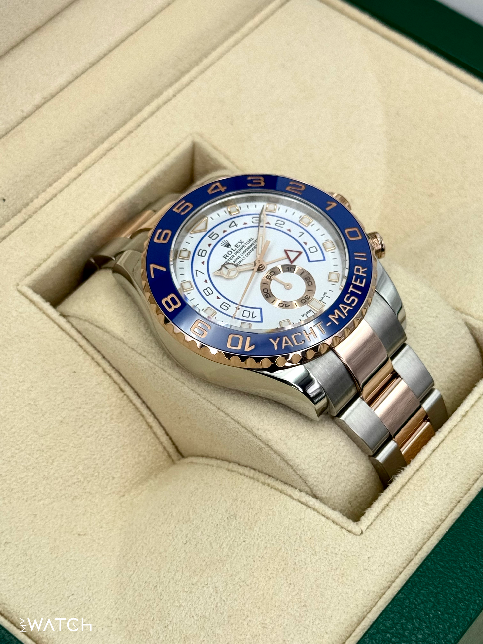 2020 Rolex Yacht-Master II 44mm 116681 Two-Tone White Dial - MyWatchLLC