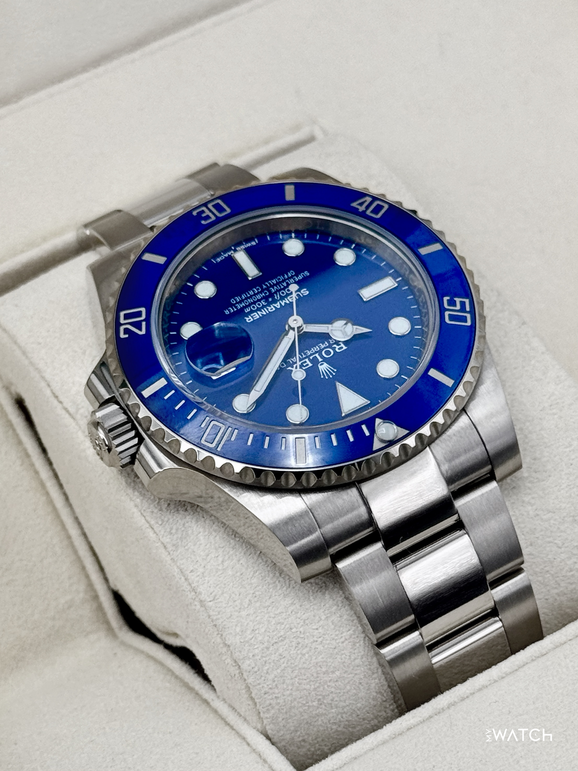 2020 Rolex Submariner "Smurf" 40mm 116619LB White Gold Blue Dial (NFC Card) - MyWatchLLC