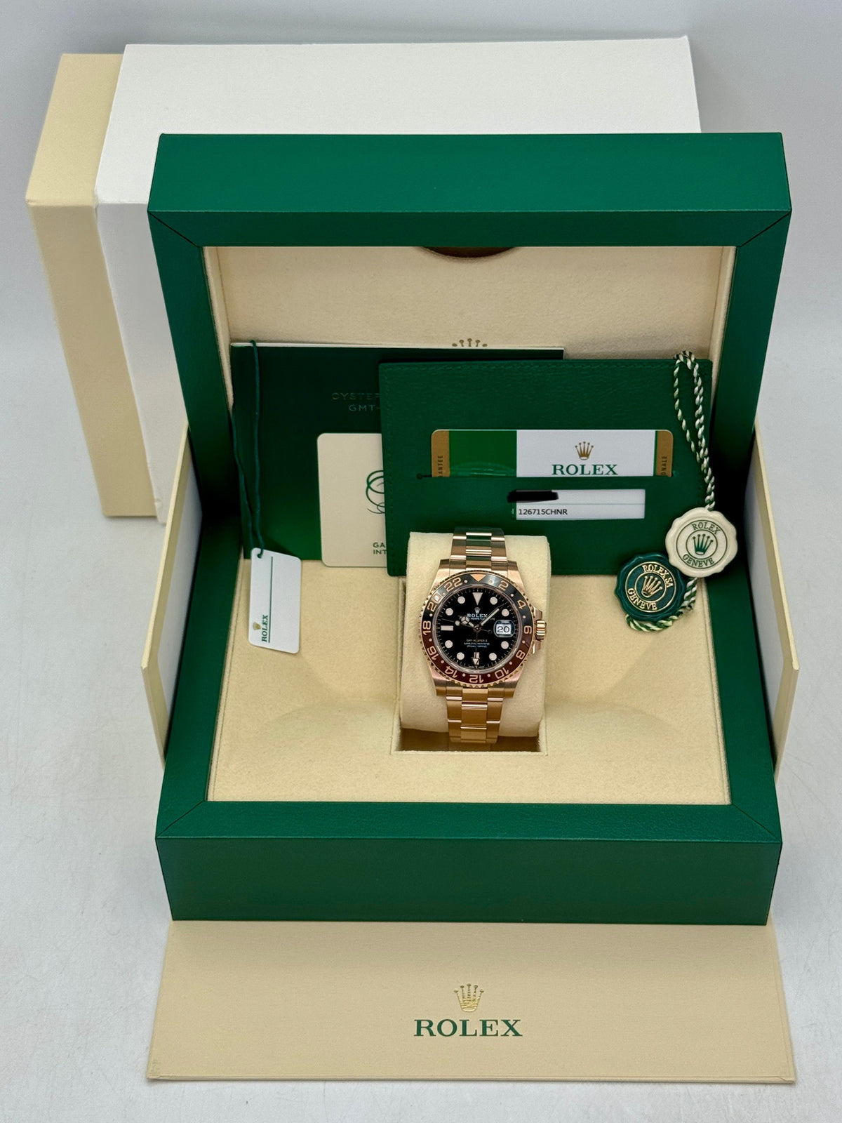 2019 Rolex GMT-Master II Rootbeer 40mm 126715CHNR Rose Gold (CPO) - MyWatchLLC
