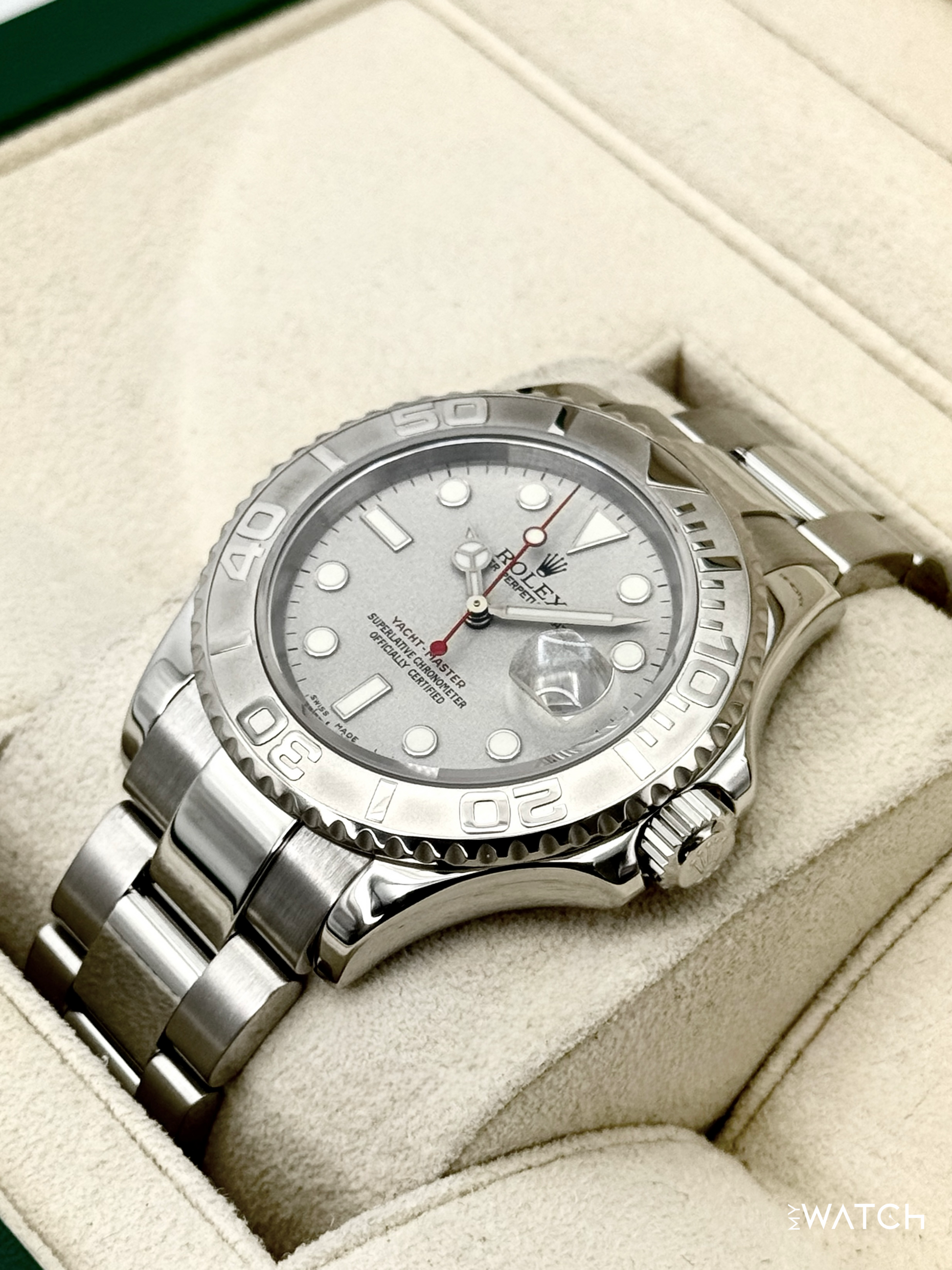2004 Rolex Yacht-Master 40mm 16622 Stainless Steel Oyster Platinum Bezel and Dial - MyWatchLLC