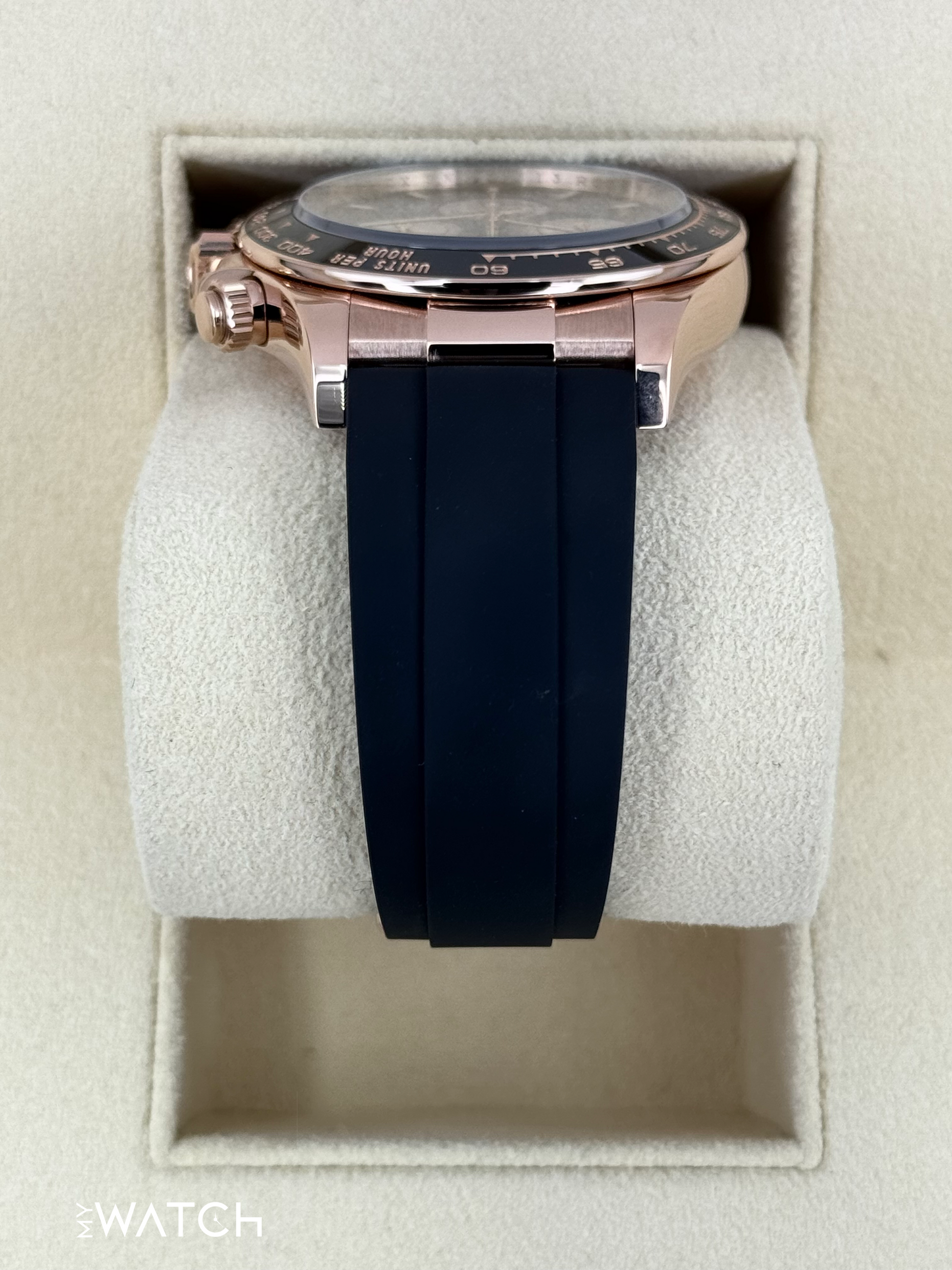 2024 Rolex Daytona 40mm 126515LN Rose Gold Oysterflex Black Dial - MyWatchLLC