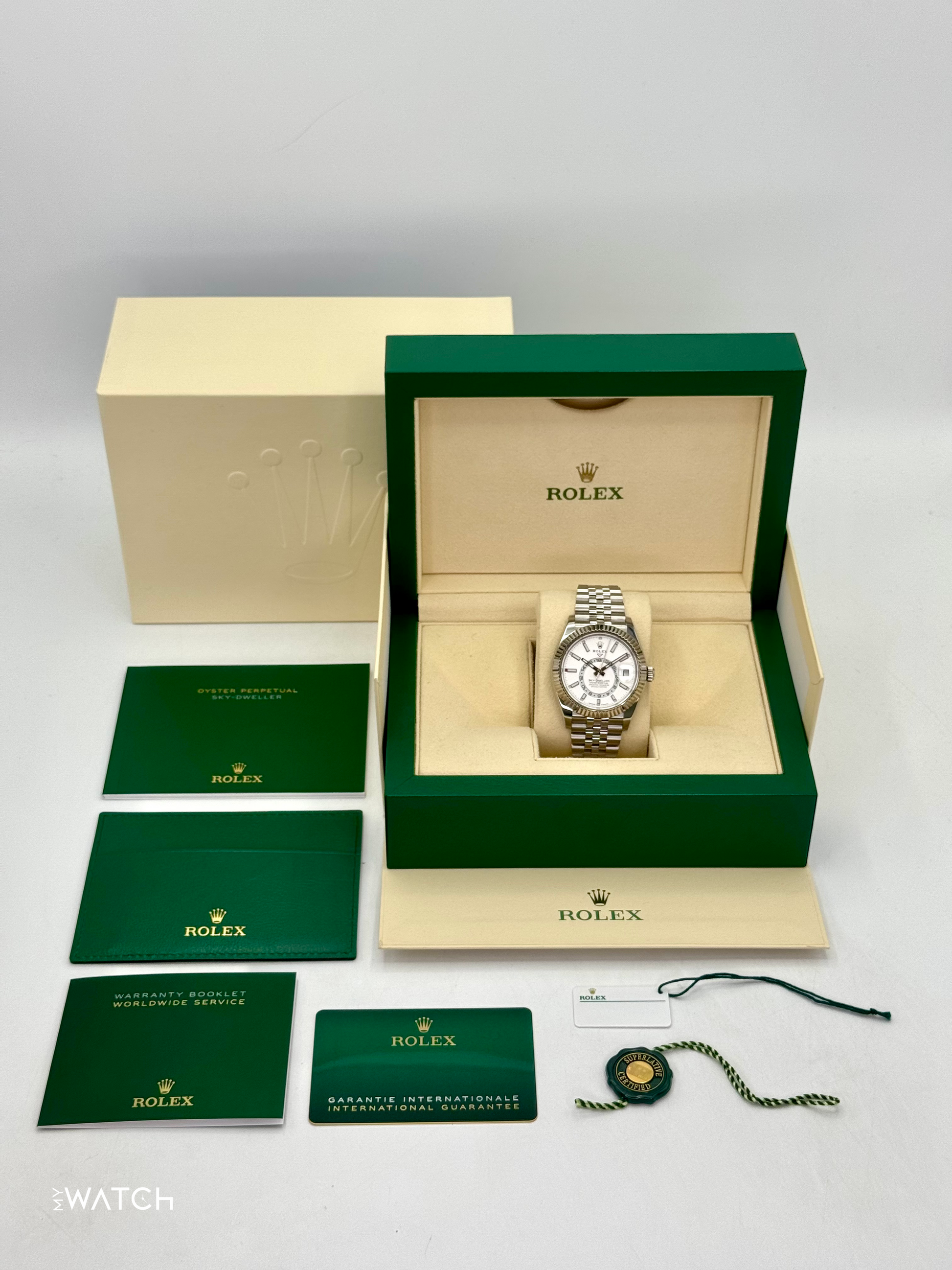 2025 Rolex Sky-Dweller 42mm 336934 Stainless Steel Jubilee White Dial - MyWatchLLC
