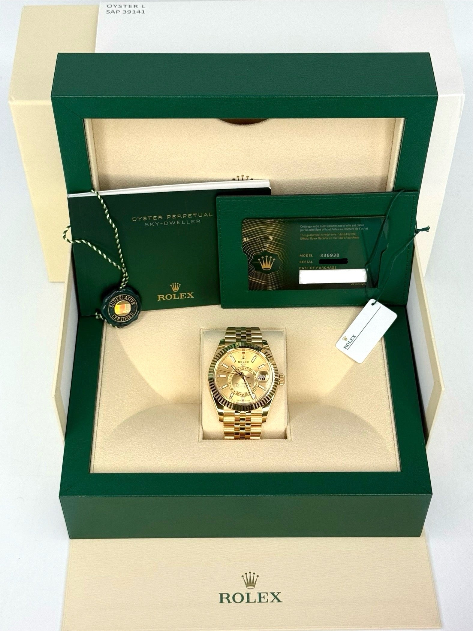 NEW 2025 Rolex Sky-Dweller 42mm 336938 Yellow Gold Jubilee Champagne Dial - MyWatchLLC