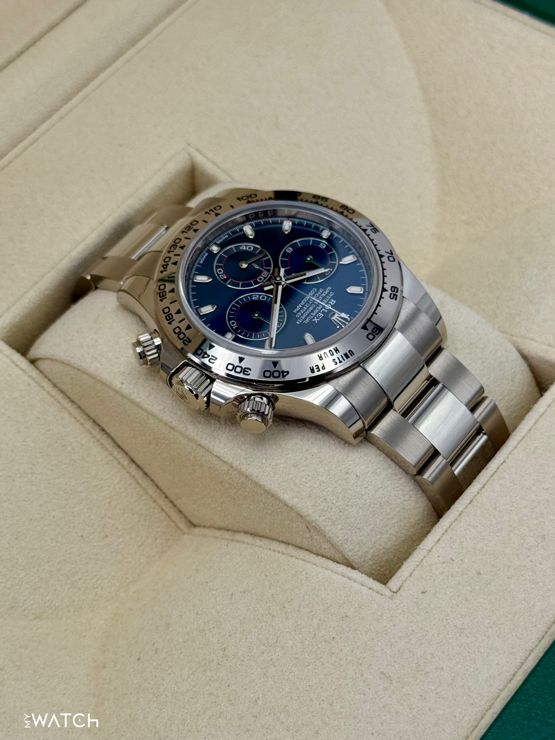 2021 Rolex Daytona 40mm 116509 White Gold Blue Dial - MyWatchLLC