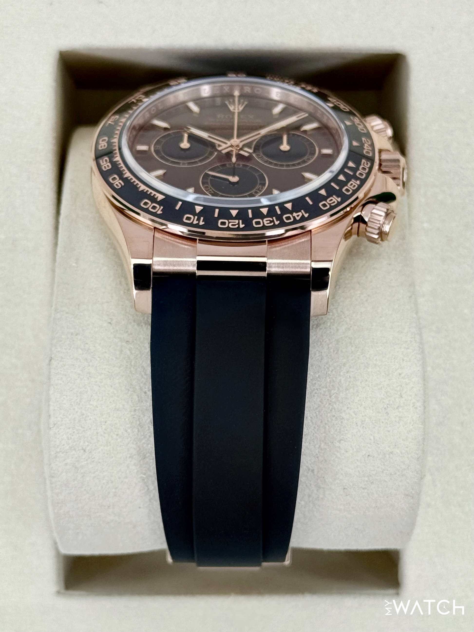 NEW 2025 Rolex Daytona 40mm 126515LN Rose Gold Oysterflex Chocolate Dial - MyWatchLLC