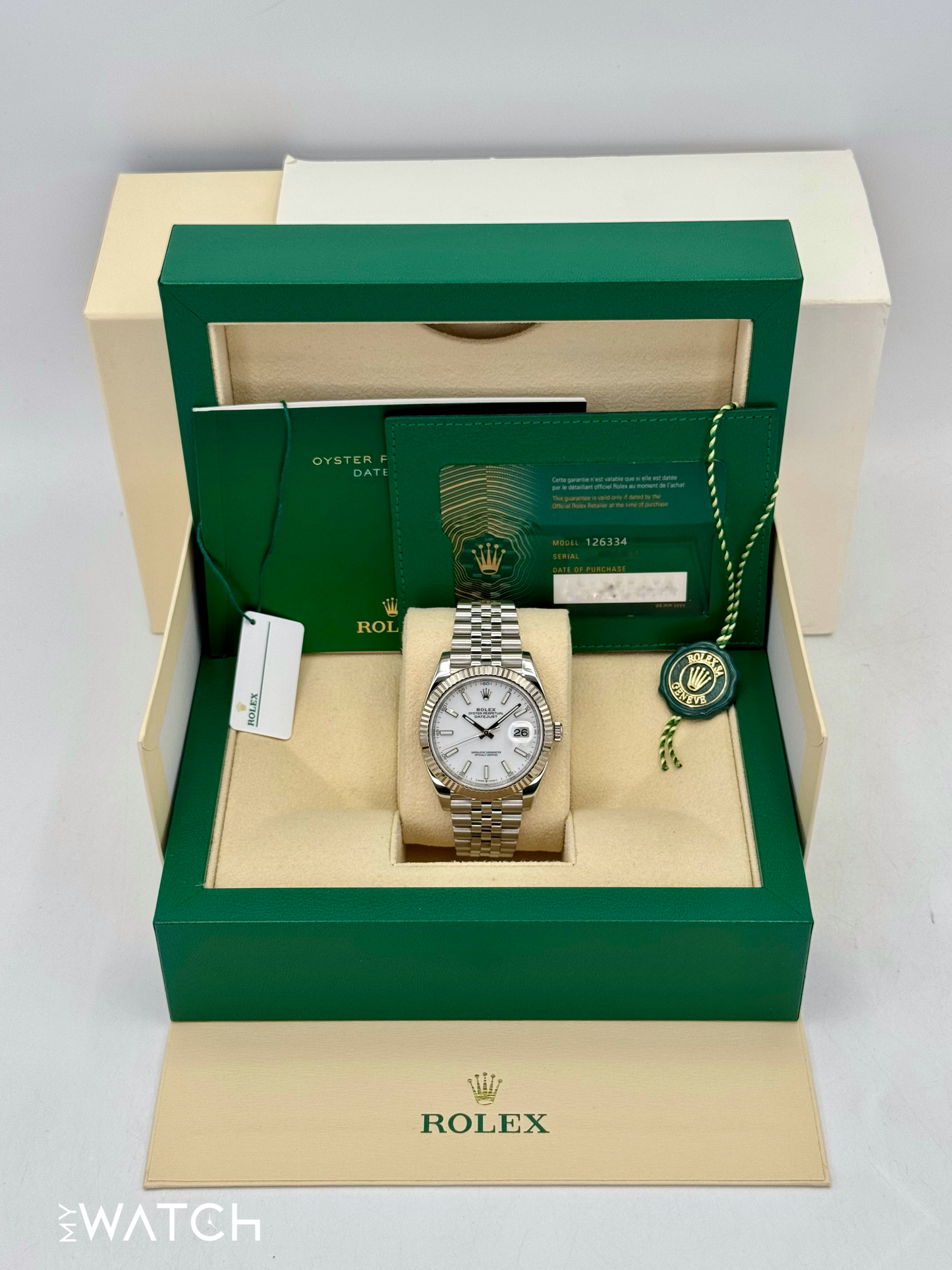 2022 Rolex Datejust 41mm 126334 Stainless Steel Jubilee White Dial
