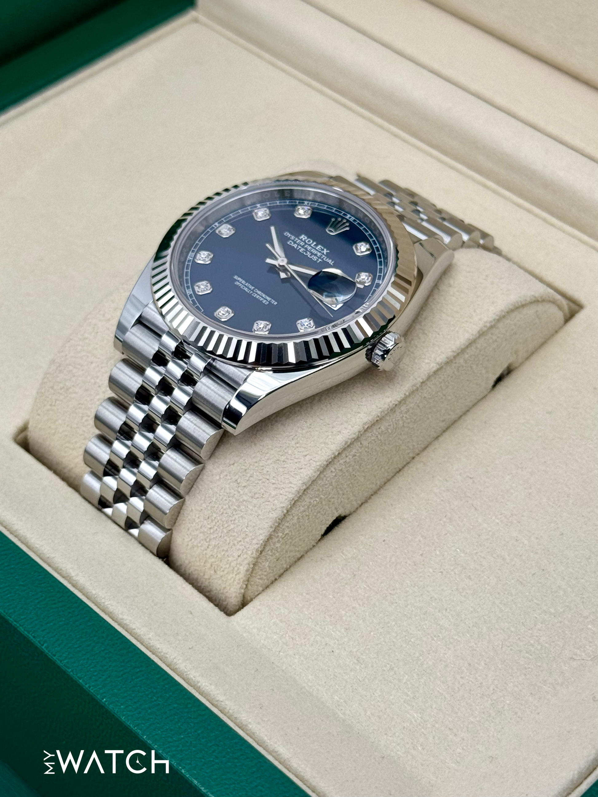 NEW 2025 Rolex Datejust 41mm 126334 Stainless Steel Jubilee Blue Diamond Dial - MyWatchLLC