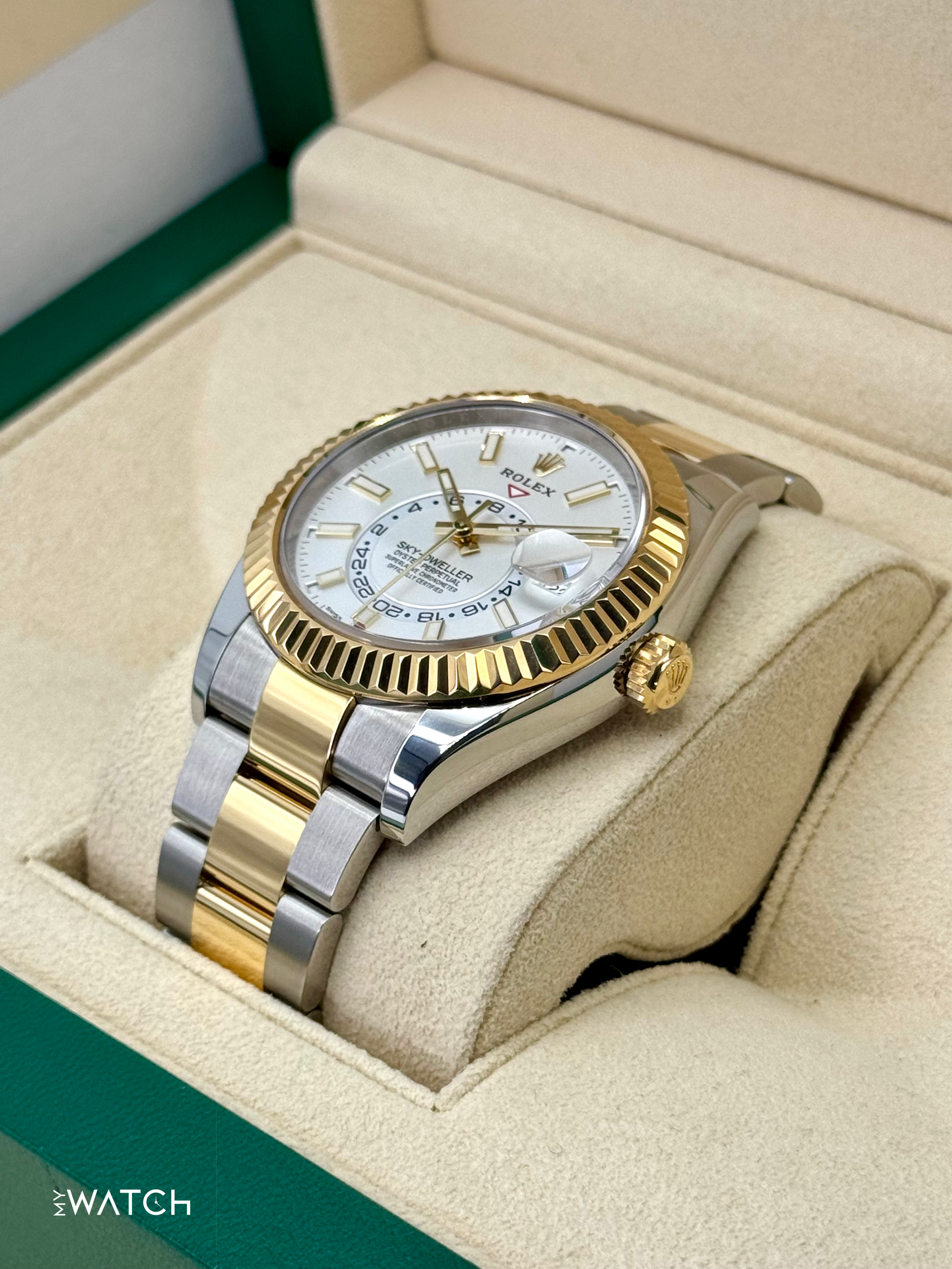 2022 Rolex Sky-Dweller 42mm 326933 Two-Tone Oyster White Dial - MyWatchLLC