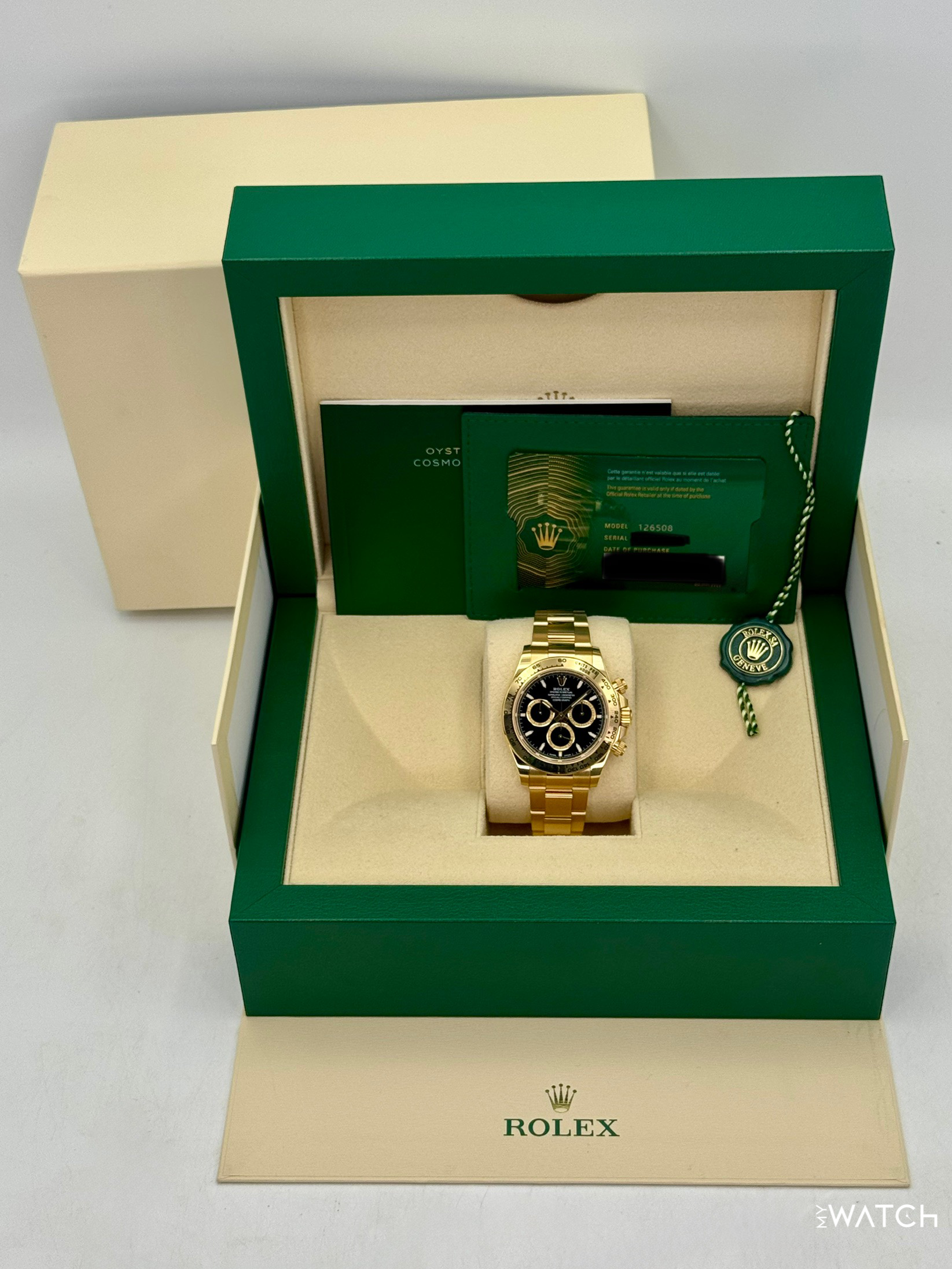2025 Rolex Daytona 40mm 126508 18K Yellow Gold Black Dial - MyWatchLLC