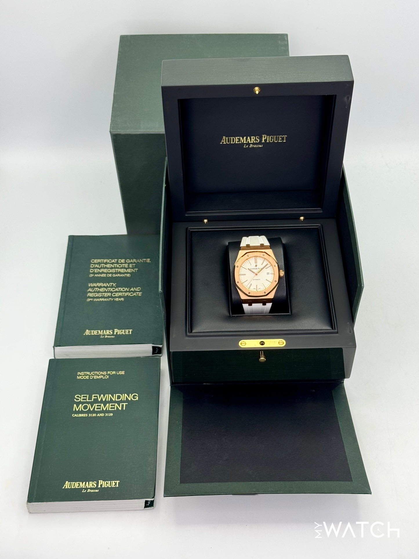 2017 Audemars Piguet Royal Oak 41mm 15400OR Rose Gold White Dial