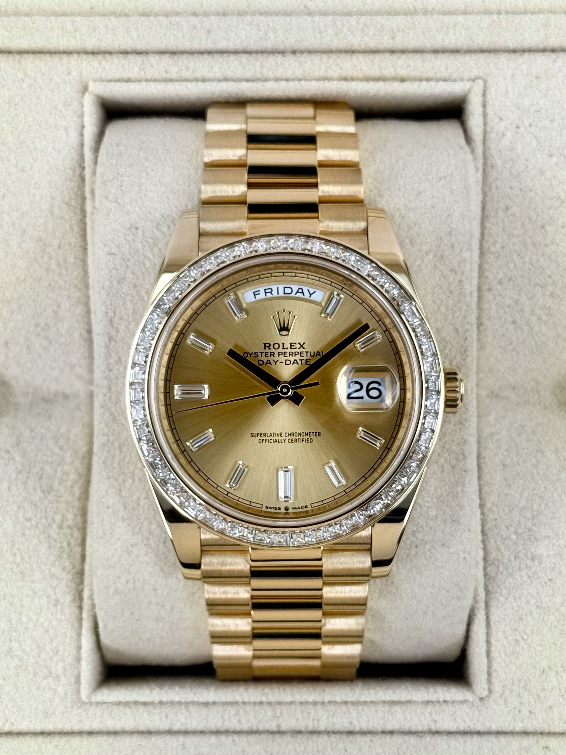 2018 Rolex Day-Date 40mm 228398TBR Presidential Yellow Gold Champagne Dial - MyWatchLLC