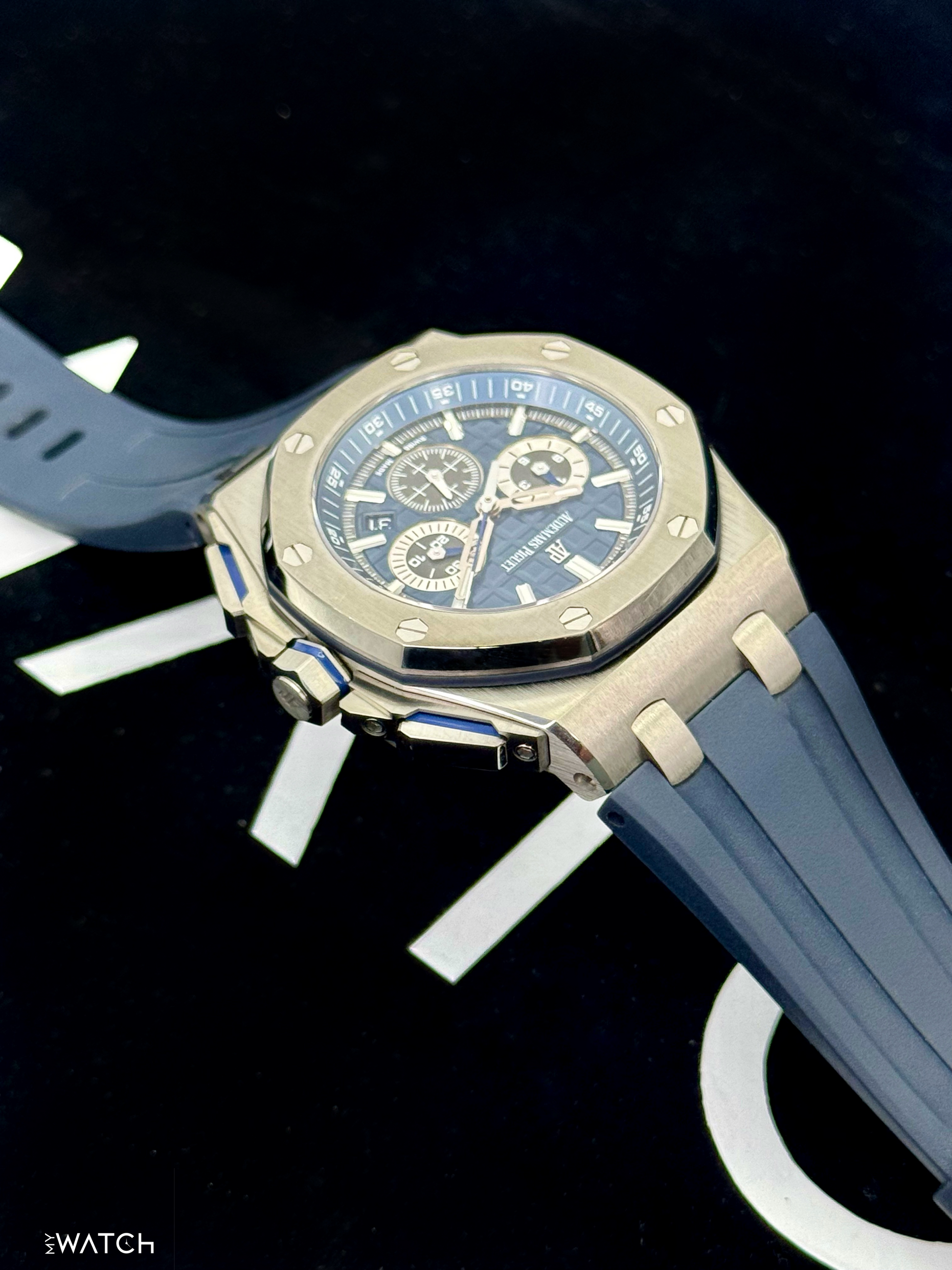 Audemars Piguet Royal Oak Offshore 42mm 26480TI Titanium Blue Dial - MyWatchLLC