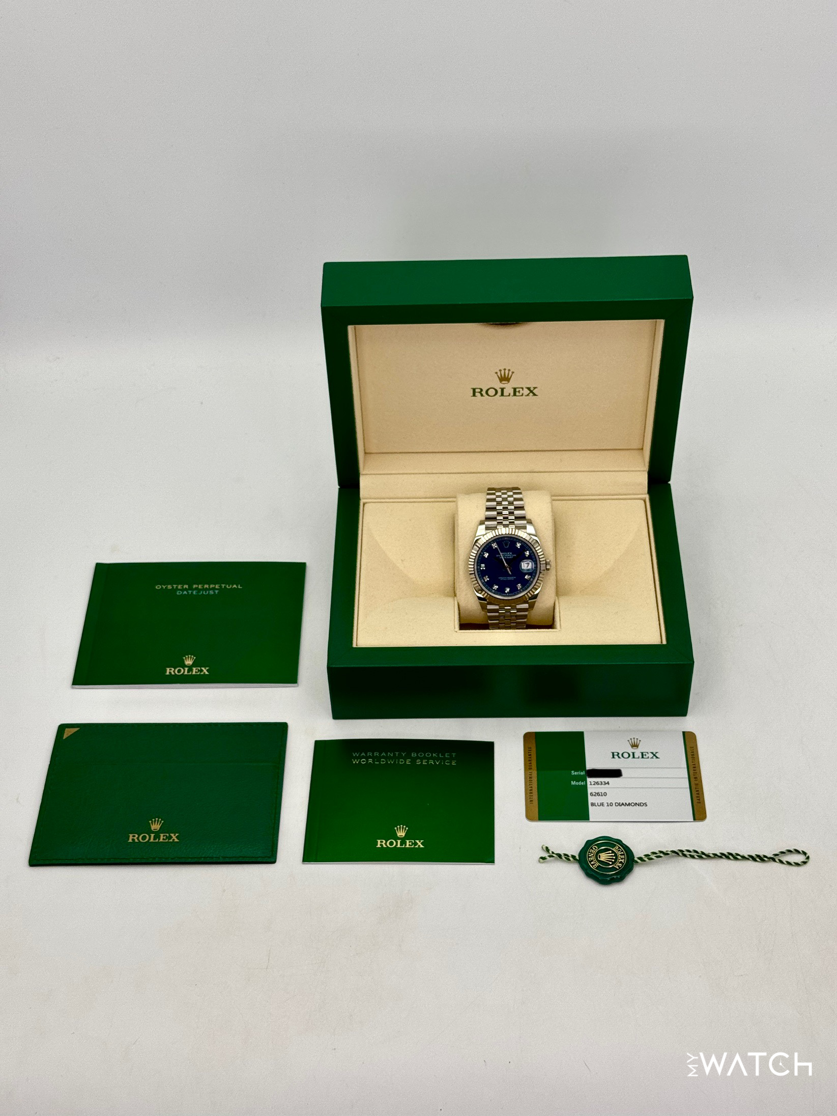 2020 Rolex Datejust 41mm 126334 Stainless Steel Jubilee Blue Diamond Dial - MyWatchLLC