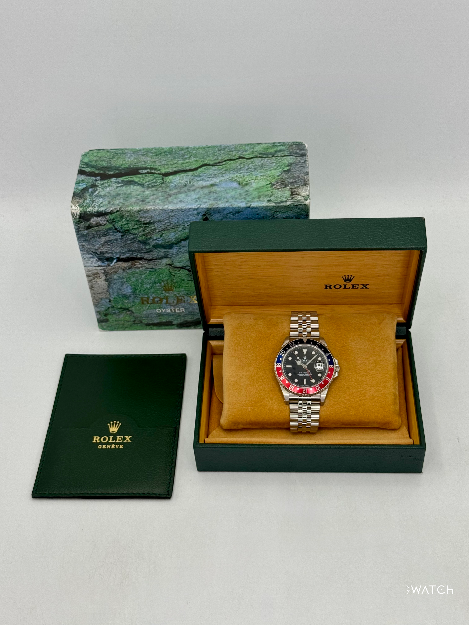 2001 Rolex GMT Master II "Pepsi" 40mm 16710 Stainless Steel "Collectors Set" - MyWatchLLC