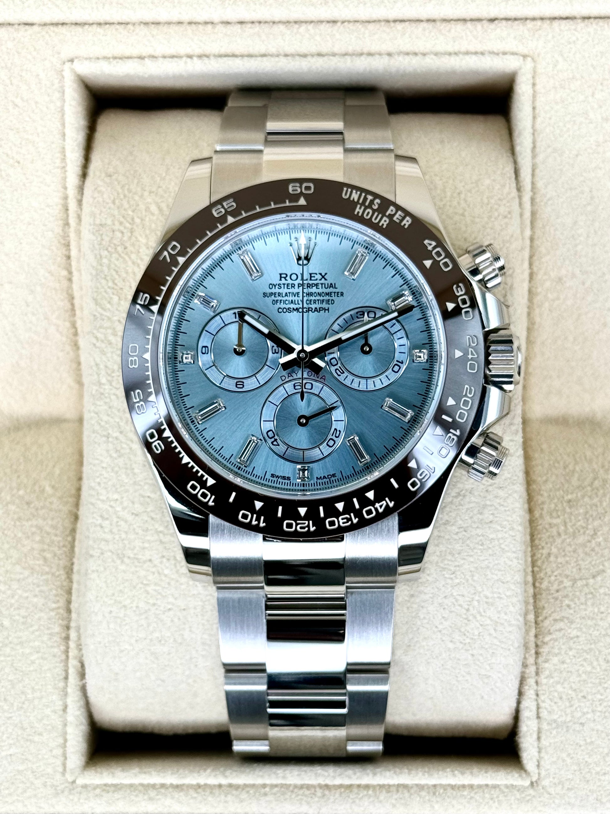 NEW 2023 Rolex Daytona 40mm 116506 Platinum Ice Blue Diamond Dial - MyWatchLLC