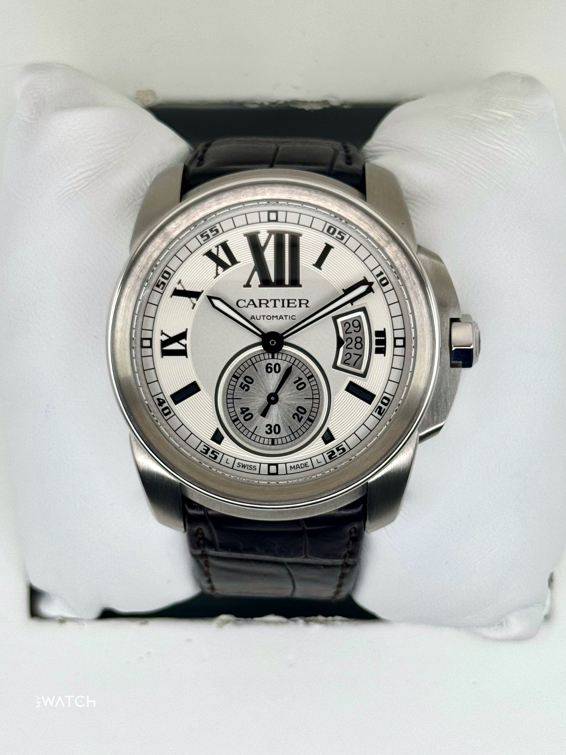 2013 Cartier Calibre De Cartier 42mm W7100037 Stainless Steel Silver Dial - MyWatchLLC