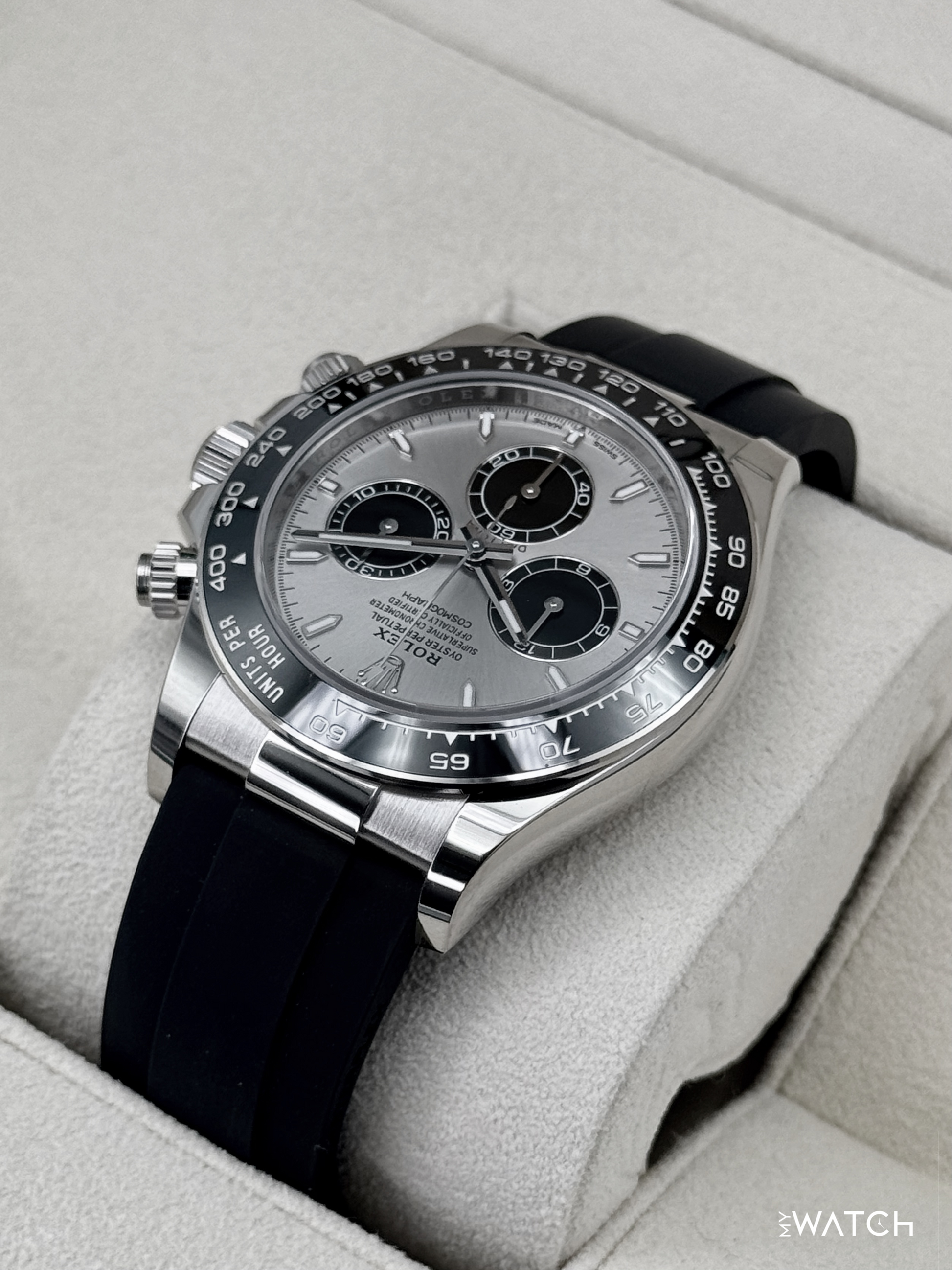 NEW 2025 Rolex Daytona 40mm 126519LN White Gold Oysterflex Silver Ghost Dial - MyWatchLLC
