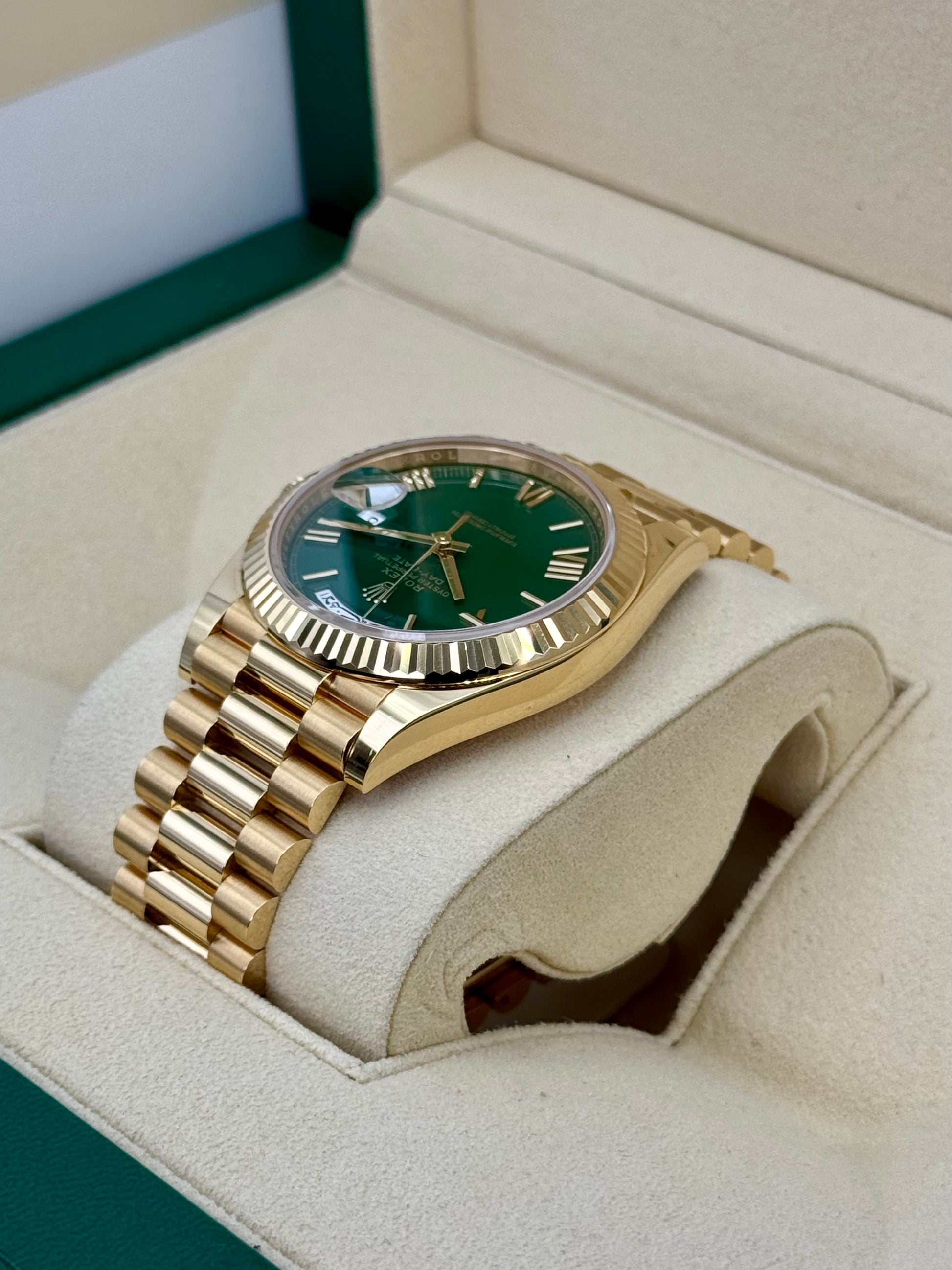 2023 Rolex Day-Date 40mm 228238 Arabic Calendar Green Dial - MyWatchLLC