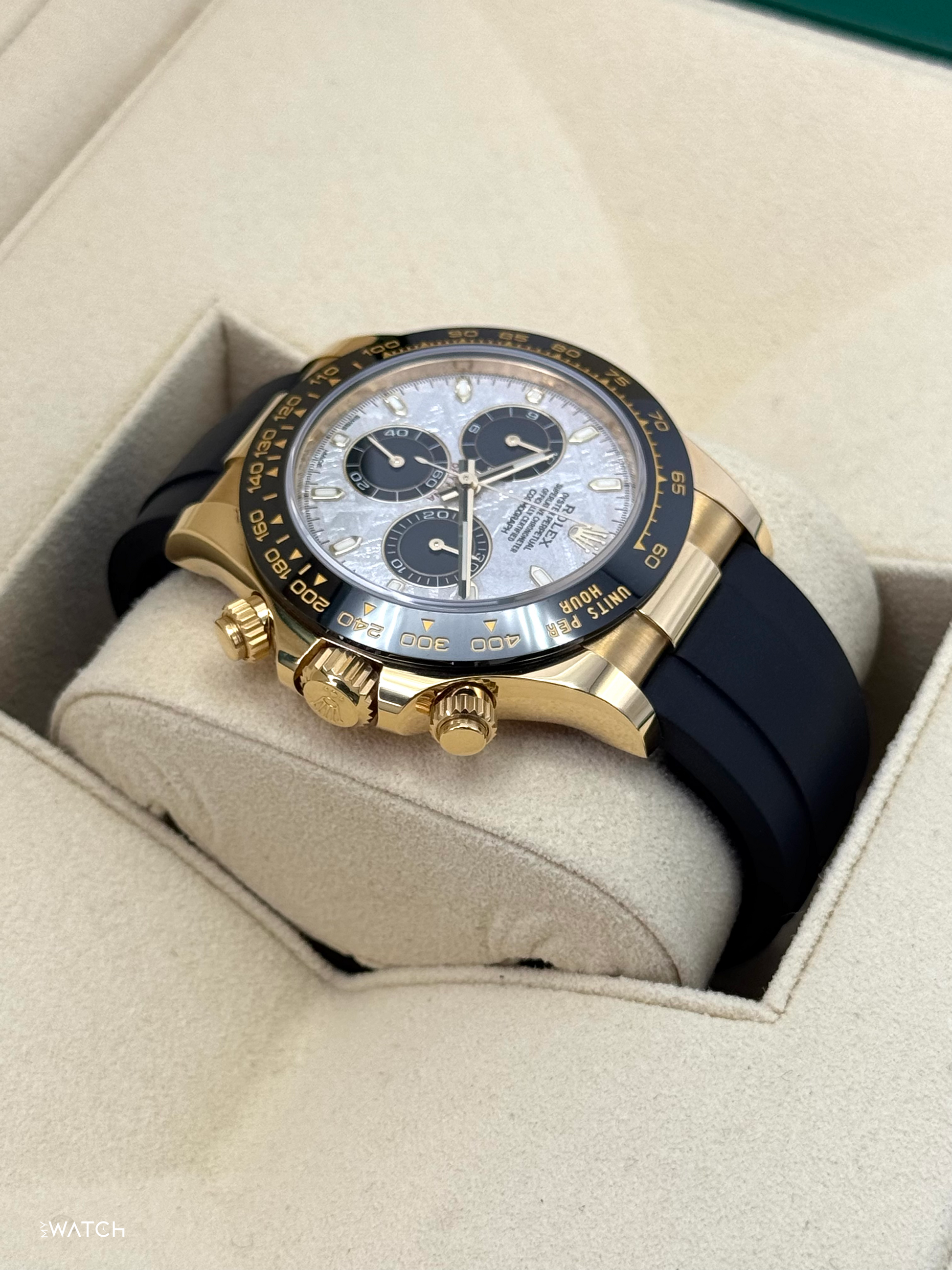 2022 Rolex Daytona 40mm 116518LN Oysterflex Yellow Gold Meteorite Dial - MyWatchLLC