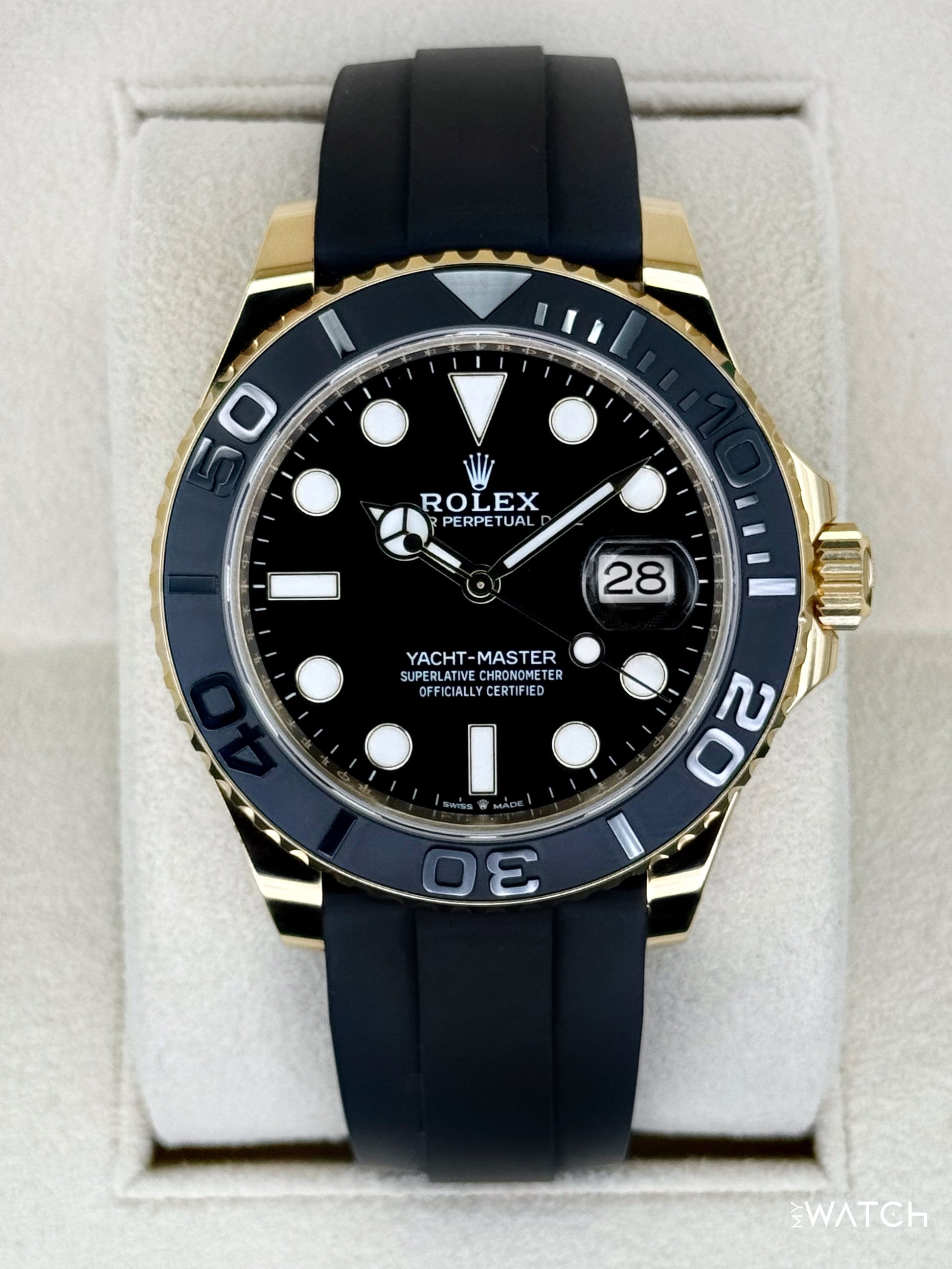 2025 Rolex Yacht-Master 42mm 226658 Yellow Gold Oysterflex Black Dial - MyWatchLLC