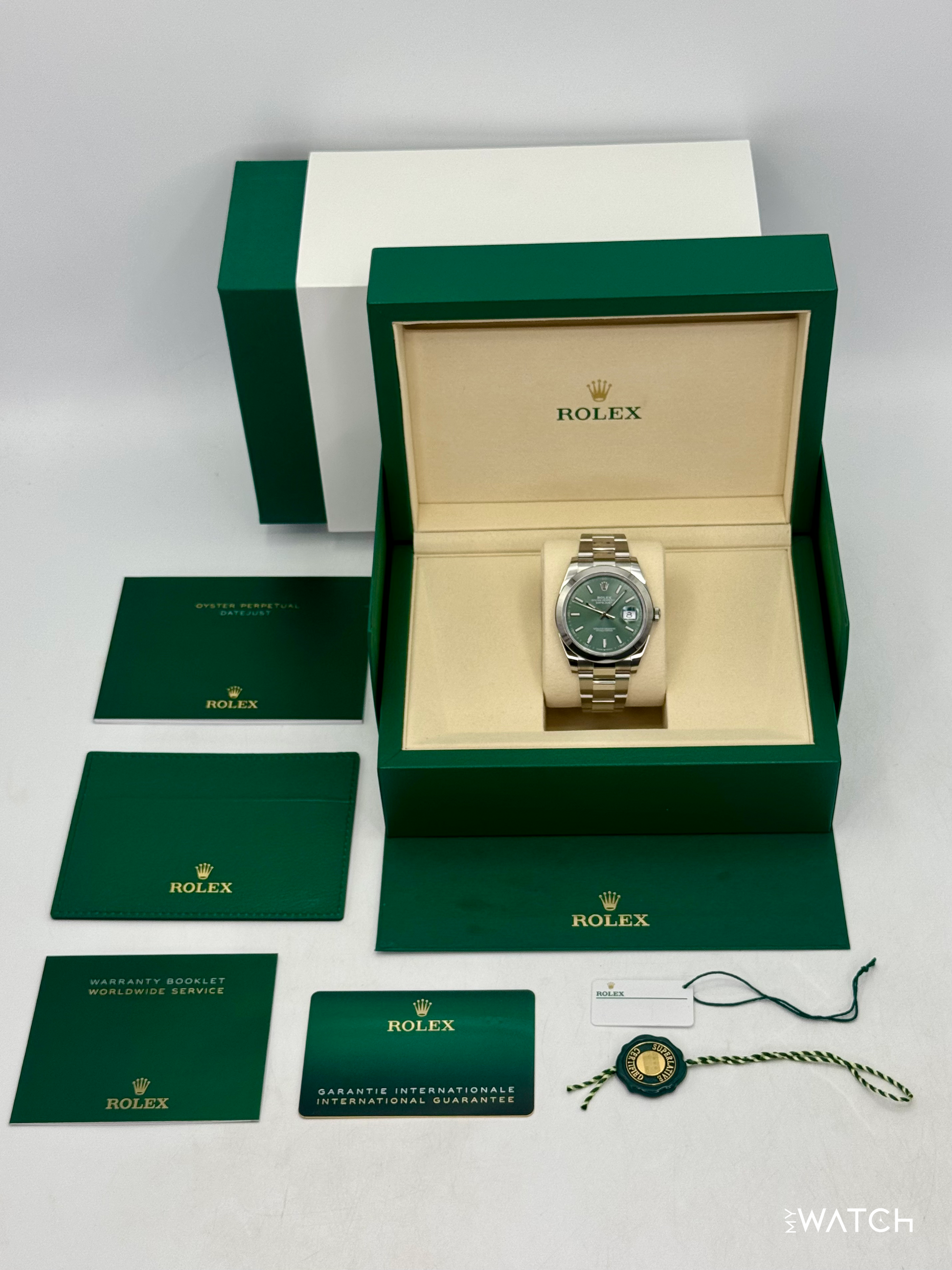NEW 2026 Rolex Datejust 41mm 126300 Stainless Steel Oyster Green Dial - MyWatchLLC