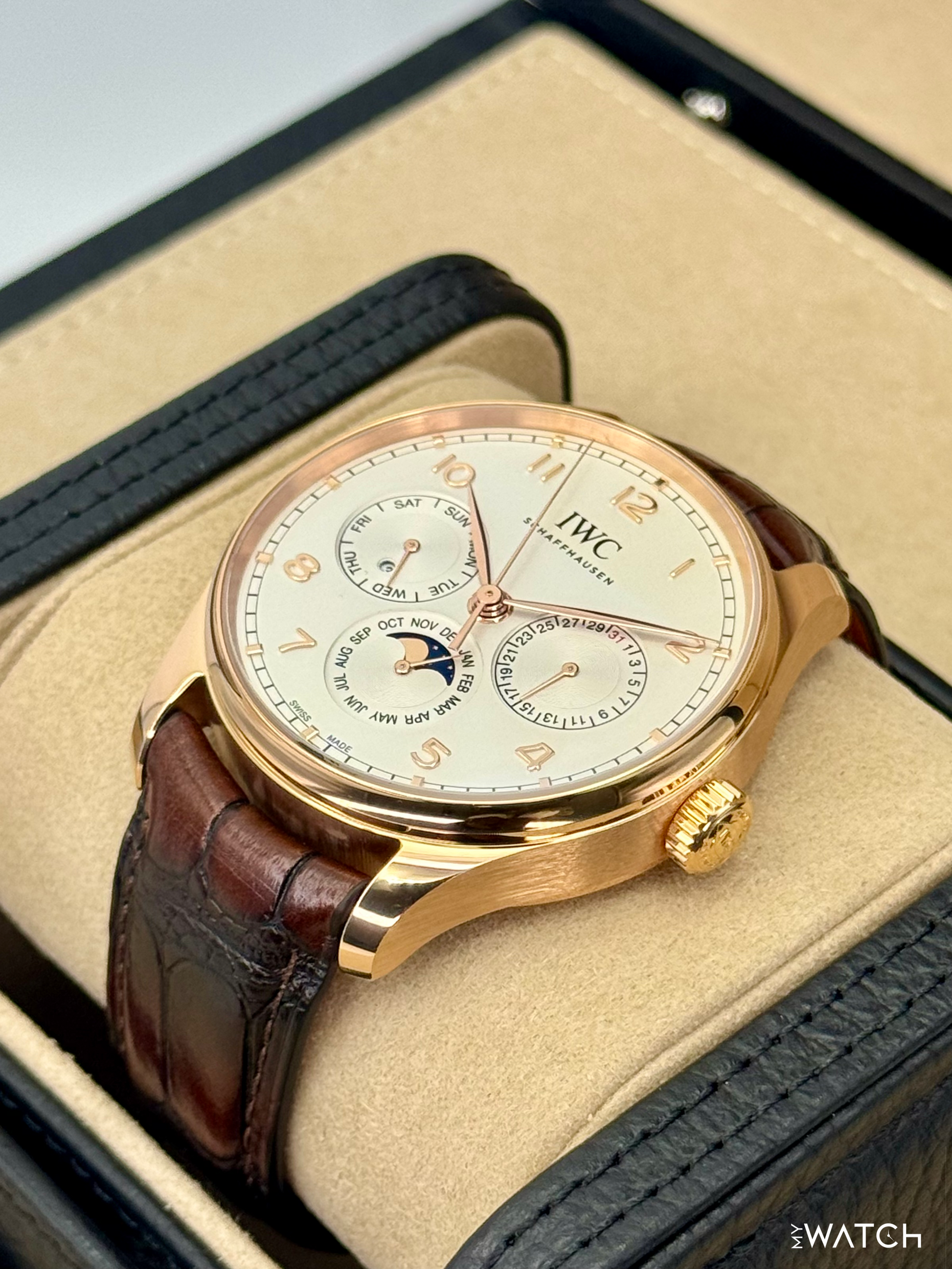 2025 IWC Portugieser Perpetual Calendar 42.4mm IW344202 Rose Gold Silver Dial - MyWatchLLC