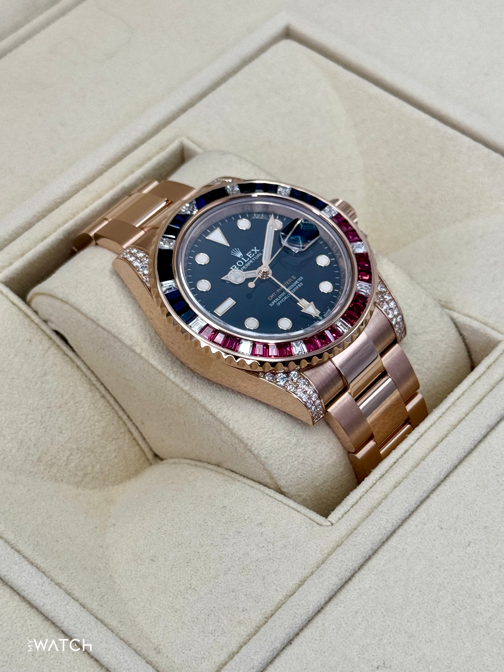 2021 Rolex GMT-Master II 40mm 126755SARU Rose Gold Sapphire and Ruby - MyWatchLLC