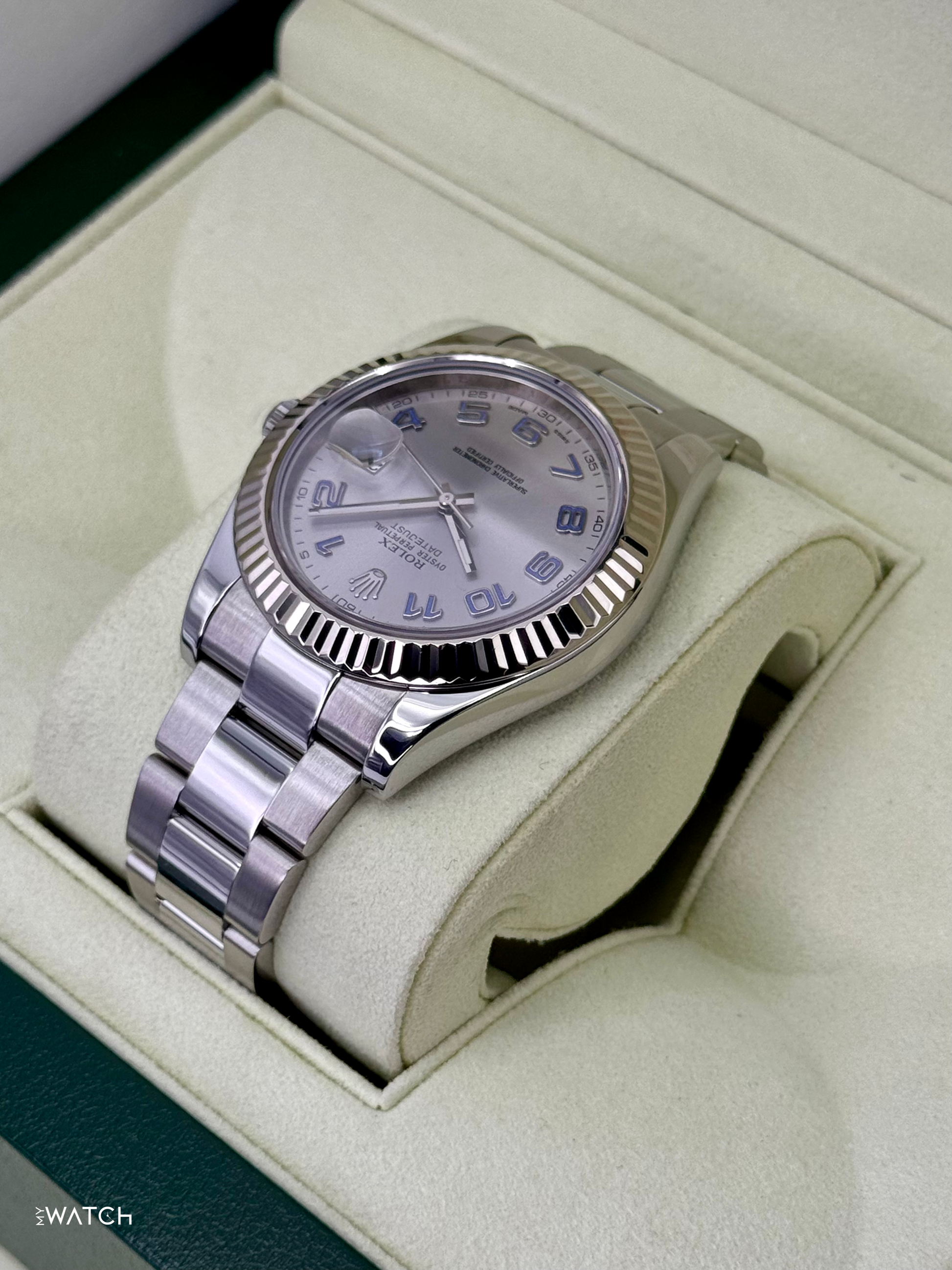 2017 Rolex Datejust II 41mm 116334 Stainless Steel Oyster Silver Numerical Dial - MyWatchLLC