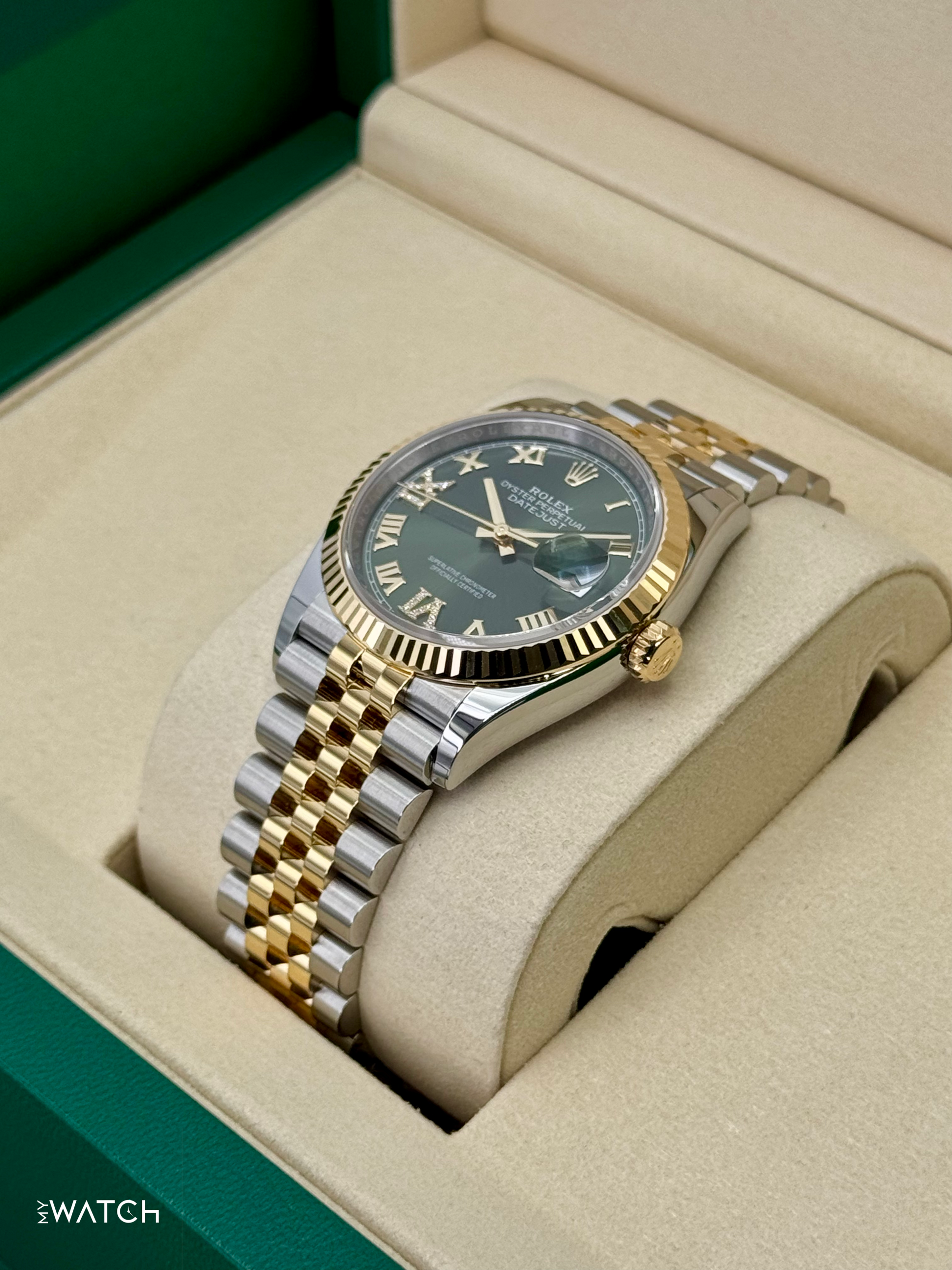 NEW 2025 Rolex Datejust 36mm 126233 Two-Tone Jubilee Green Diamond Dial - MyWatchLLC